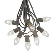 C7 Clear Christmas Lights Set - 25ft Brown Wire Indoor/Outdoor String Lights for Holiday Decorations, Patio, Garden & Party Lighting