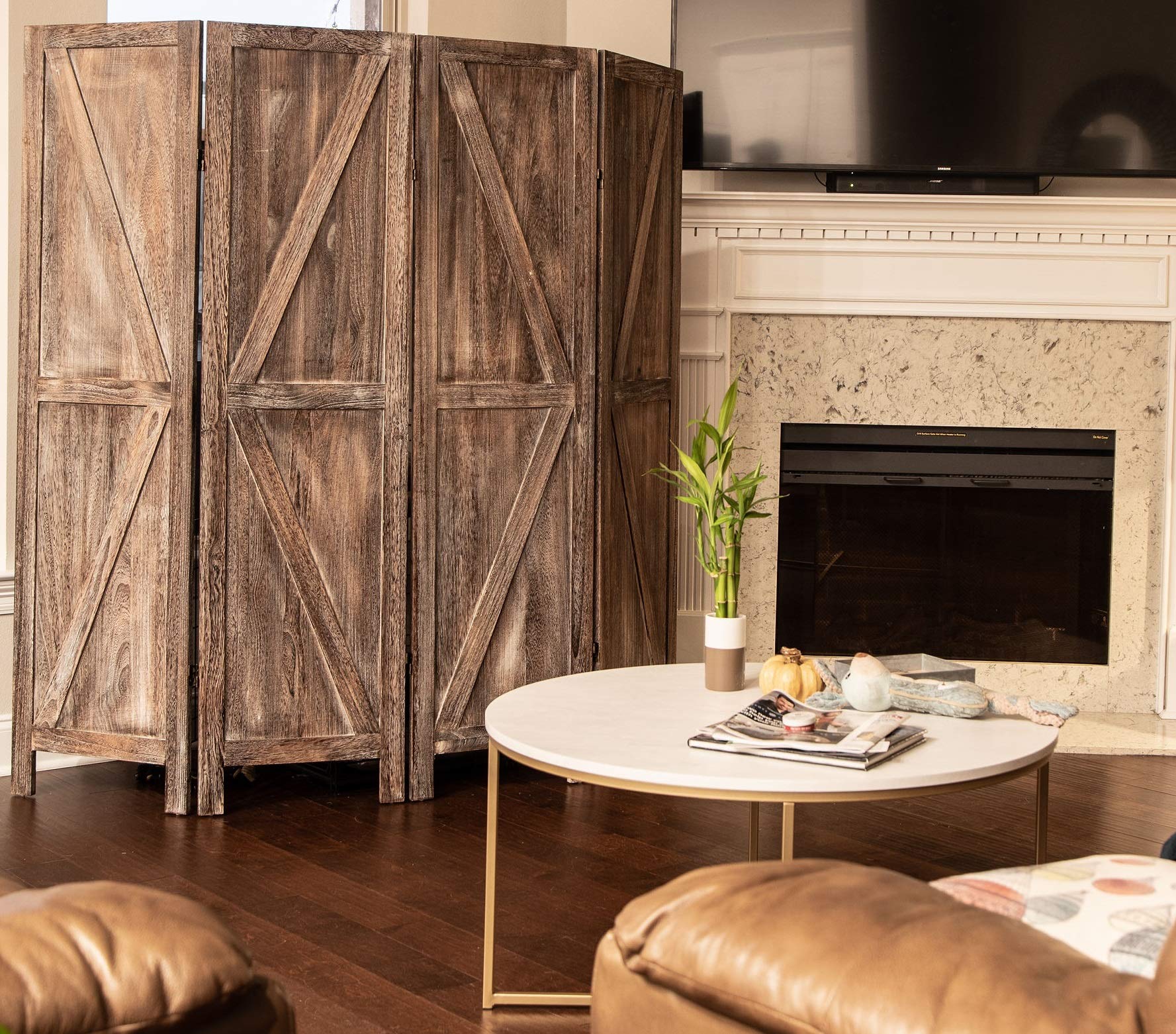Premium Rustic Barnwood Room Divider - Folding Privacy Screen & Partition Wall for Home, Office, or Studio | Temporary Wall Separator for Living Spaces, Bedrooms & Events