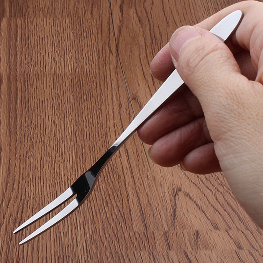 10-Piece Stainless Steel Dessert Forks Set - 5.1 Inch 2-Prong Fruit Forks, Cocktail Forks, Cake Forks & Mussel Forks - Perfect for Parties, BBQs, Picnics, Weddings & Catering Events