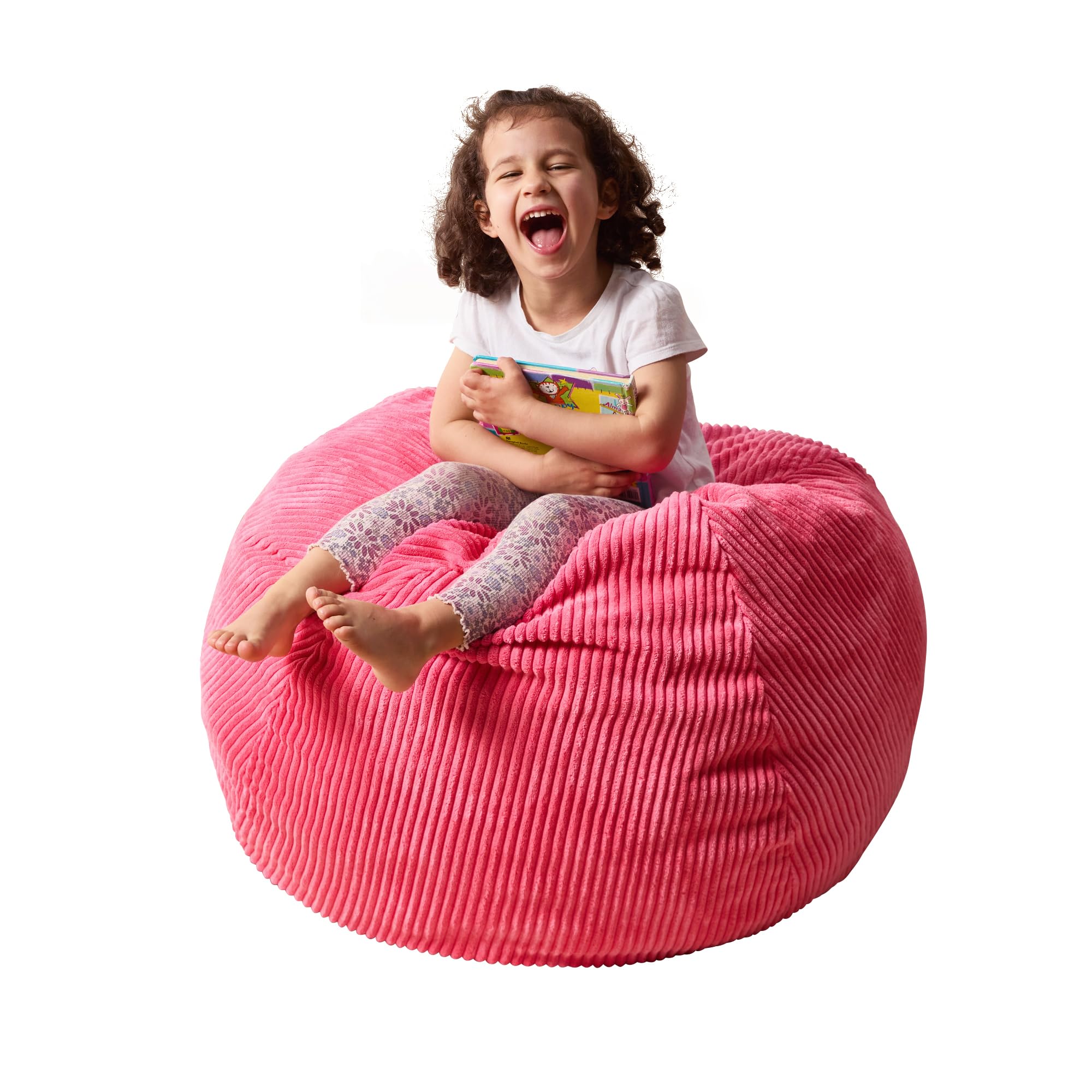**Teardrop Bean Bag Chair with Memory Foam Filling - Machine Washable Cover - Small Pink Beanbag for Living Room, Bedroom & Kids' Playroom - Cozy Seating for Relaxation, Reading & Gaming**