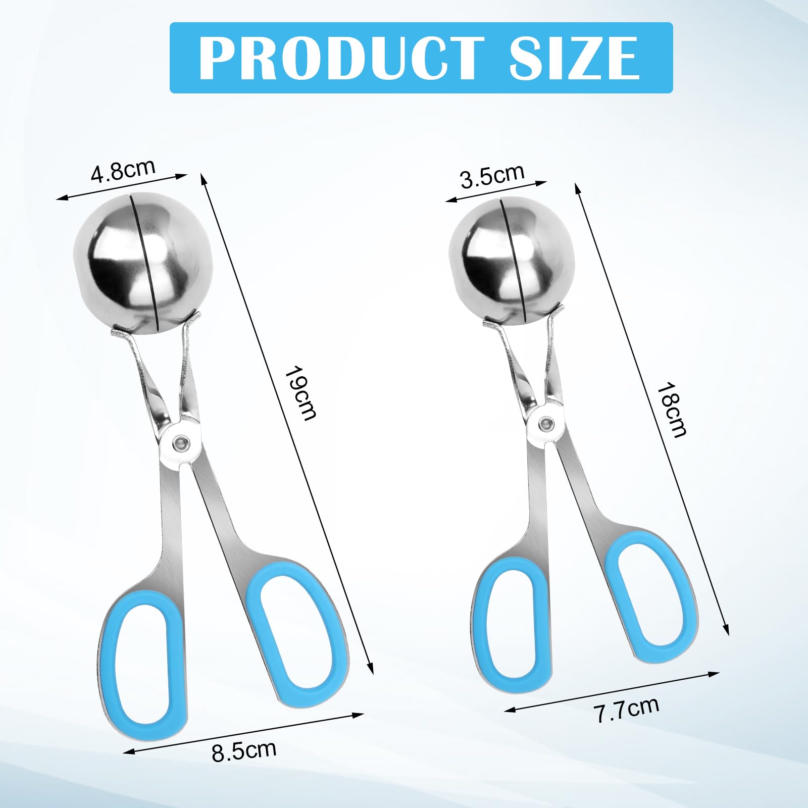 AHIER 2-Piece Non-Stick Meatball Maker Scoop with Detachable Anti-Slip Handles, Stainless Steel Meat Baller & Cake Pop Scoop (1.38