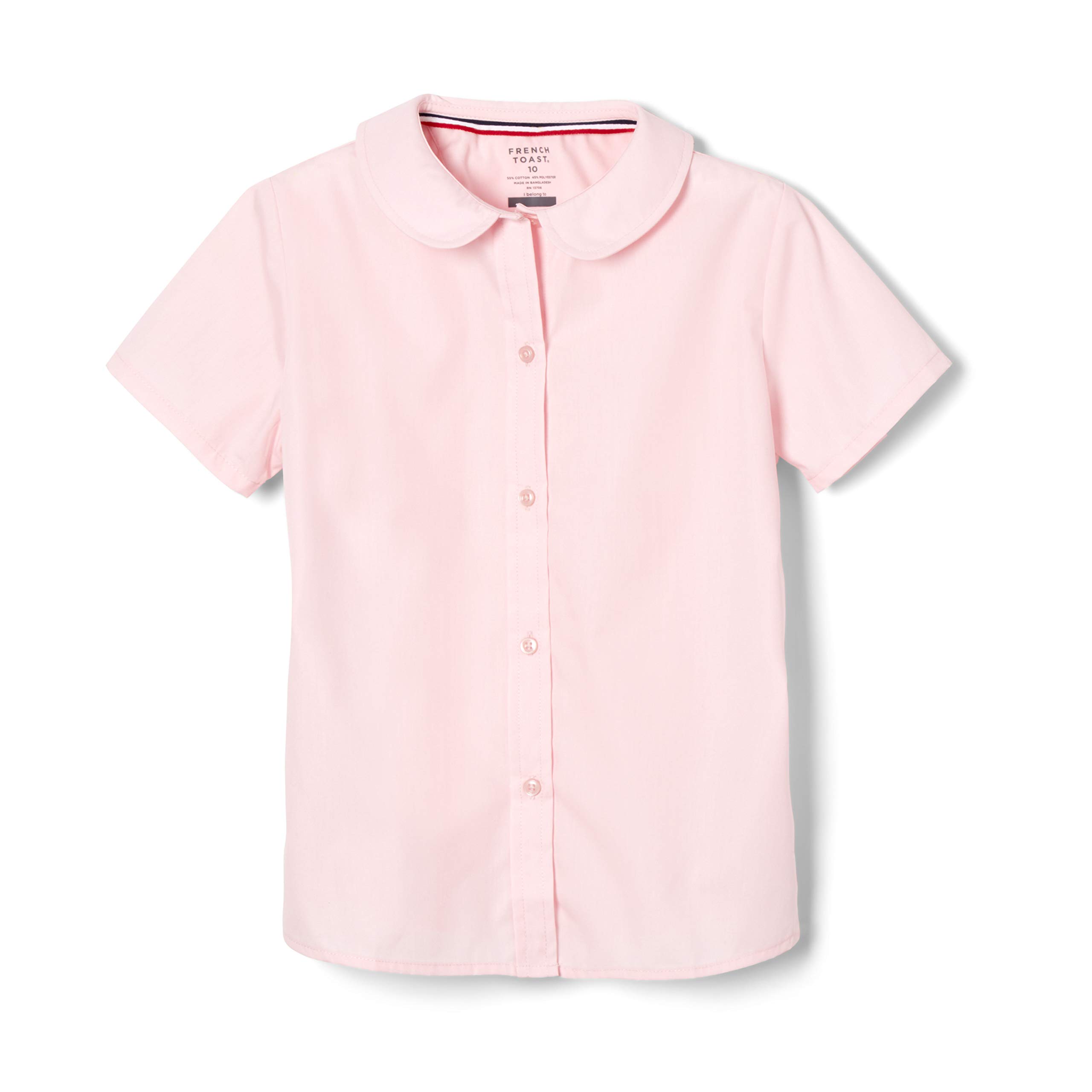 French Toast Girl's Short Sleeve Peter Pan Collar Blouse - Classic & Plus Size Cute Top for School, Tea Party & Special Occasions