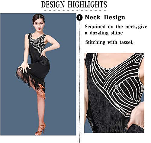 Women's Sexy Fringe Tassel Latin Dance Dress for Salsa, Rumba, Ballroom, and Party Performances