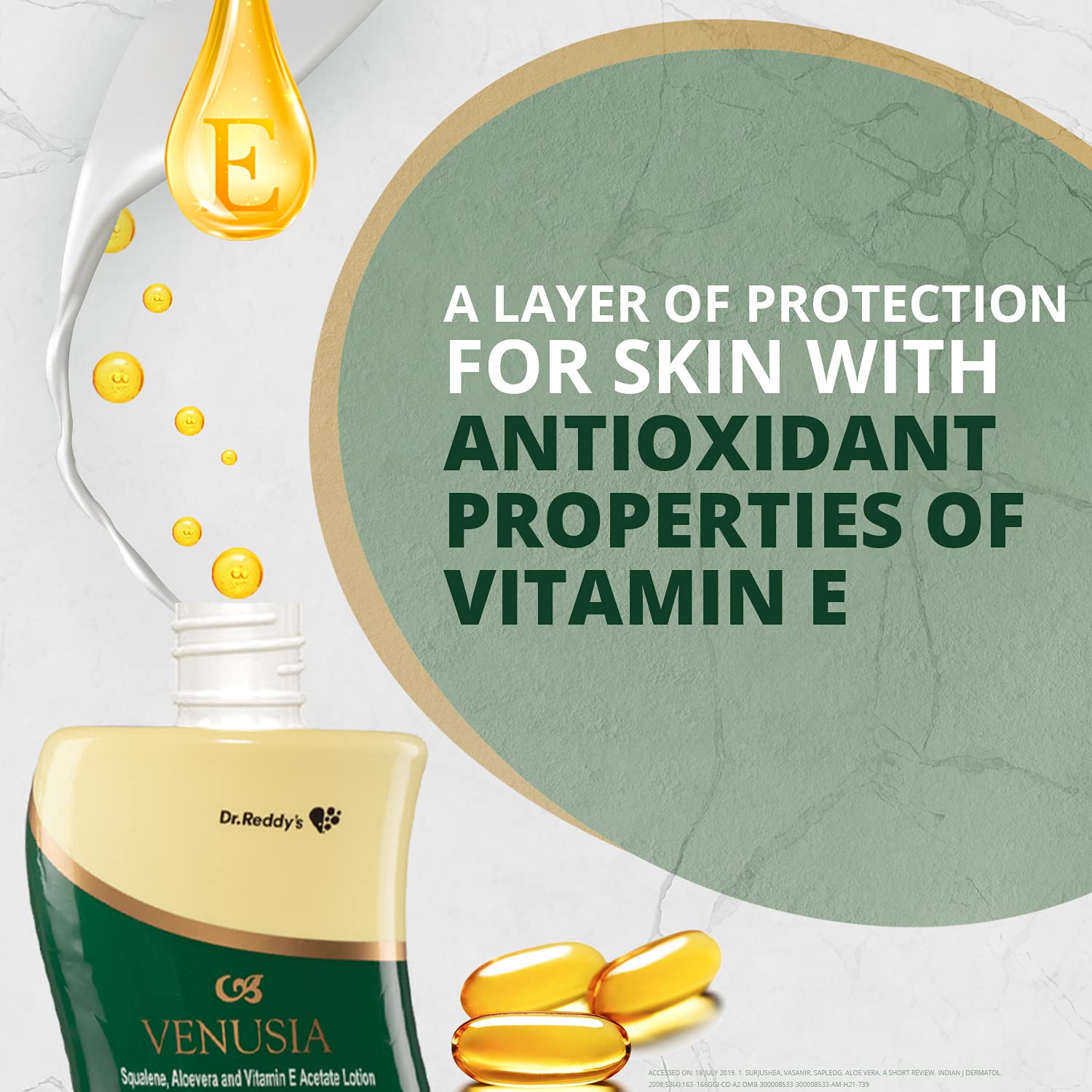 Venusia Dr Reddy's Moisturizing Lotion with Vitamin E, Aloe Vera & Squalene - Daily Face & Body Lotion for Dry Skin - Soothing Itch Relief, Non-Greasy Formula - 200ml - Perfect for Hydration After Shower or Sun Exposure