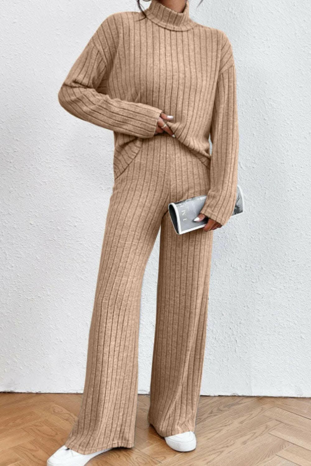 Stylish Mock Neck Top and Pants Set for Women - Trendy Casual Outfit for Work, Date Night & Everyday Wear