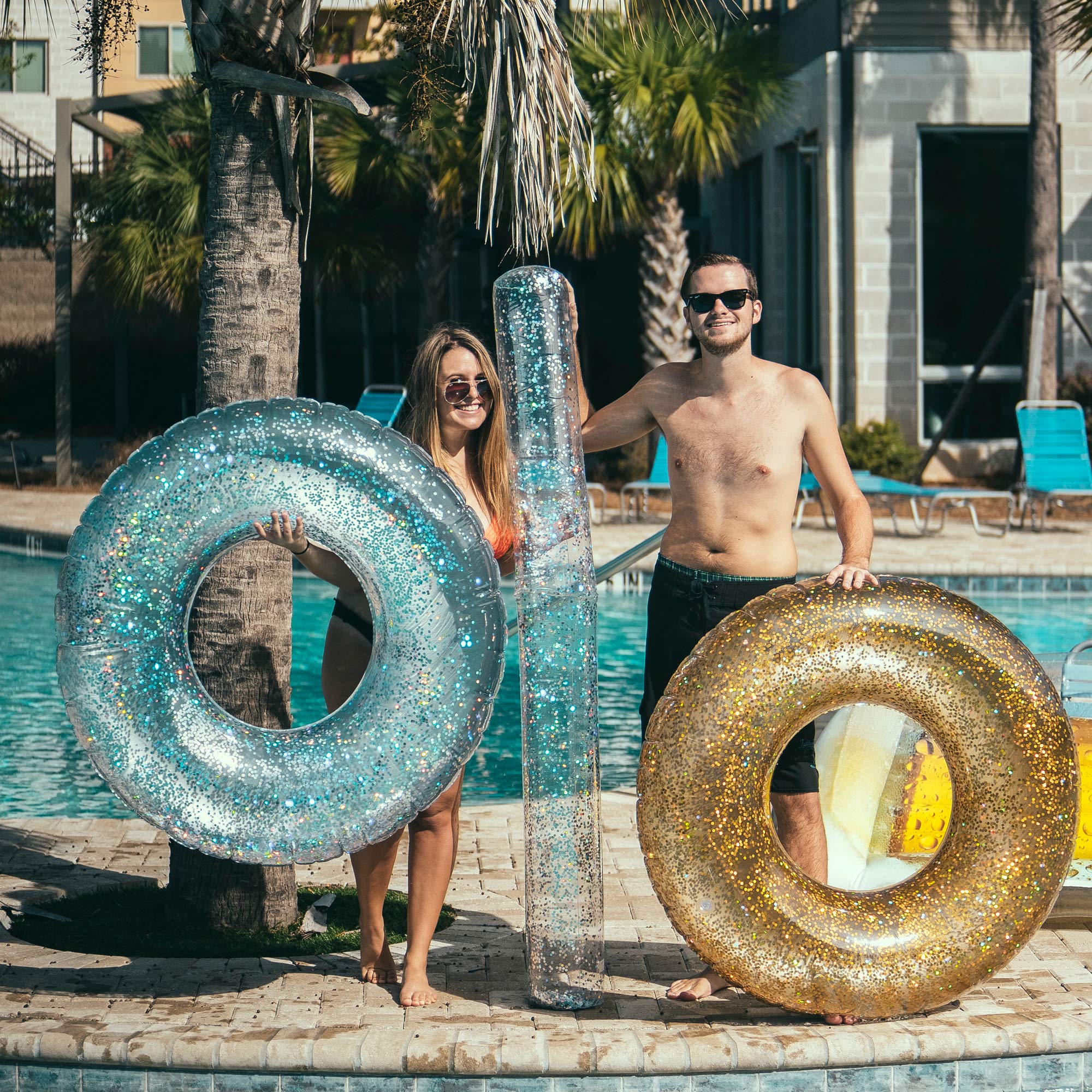 PoolCandy Jumbo Pool Tube 48 Inch - Extra Large Inflatable Pool Float for Adults, Kids & Family - Fun Summer Water Toy for Pool Parties, Beach & Lake Relaxation