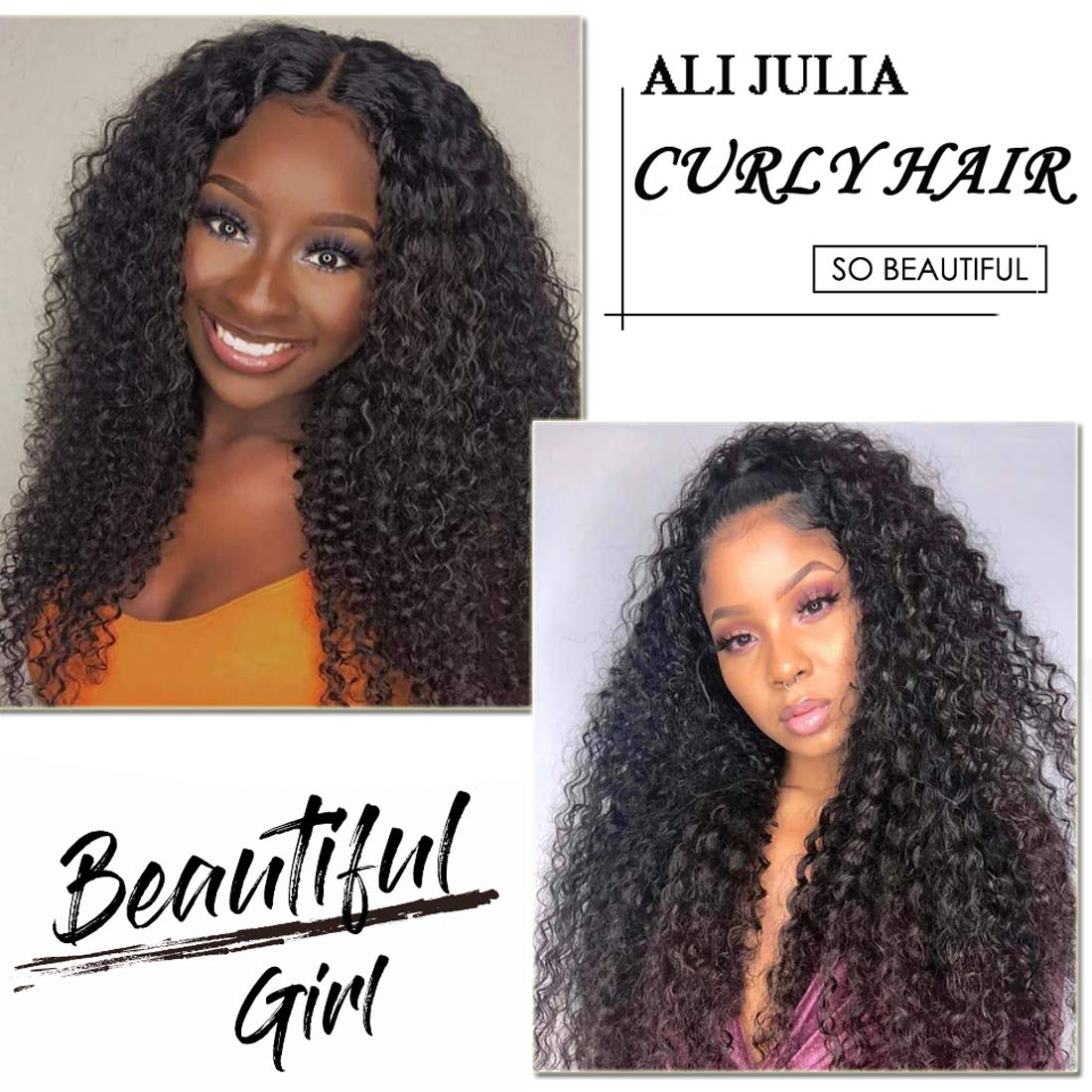 ALI JULIA 3-Pack 10A Malaysian Virgin Curly Hair Bundles - Unprocessed Human Hair Extensions (12/14/16 Inch) Natural Black Color for Women - Perfect for Daily Styling, Parties & Special Occasions