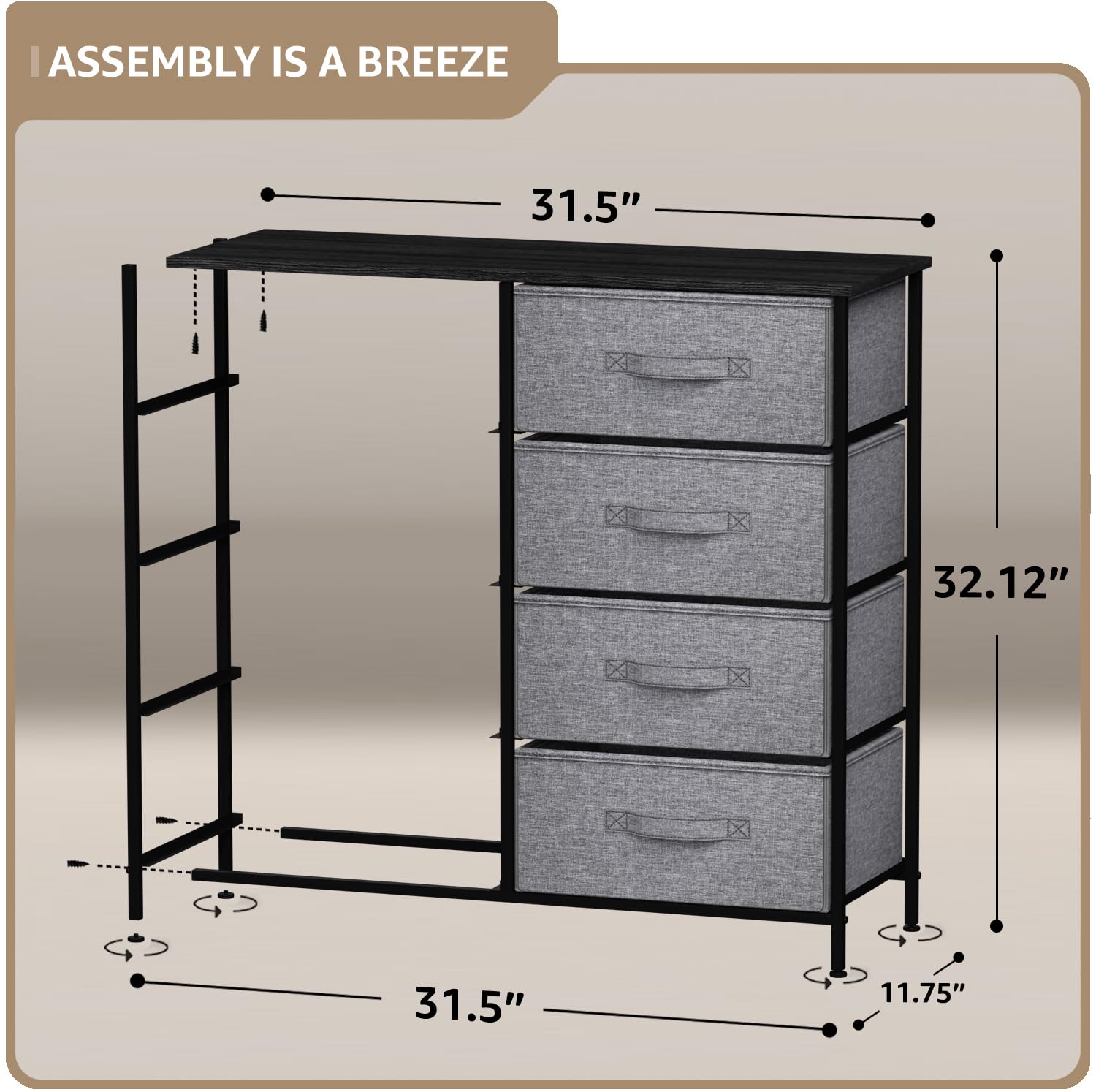 Sorbus 8-Drawer Dresser Organizer - Sturdy Steel Frame & Wood Top Storage Chest with Easy Pull Fabric Bins - Large Bedroom, Living Room, Nursery Closet Organizer for Clothes, Toys & Home Essentials