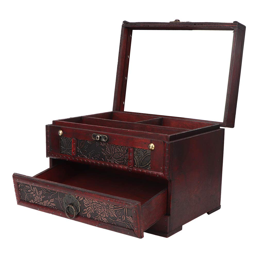CUTULAMO Jewelry Organizer Box with Mirror - Elegant Trinket Storage for Earrings, Necklaces & Rings - Perfect for Vanity, Dresser & Travel Use