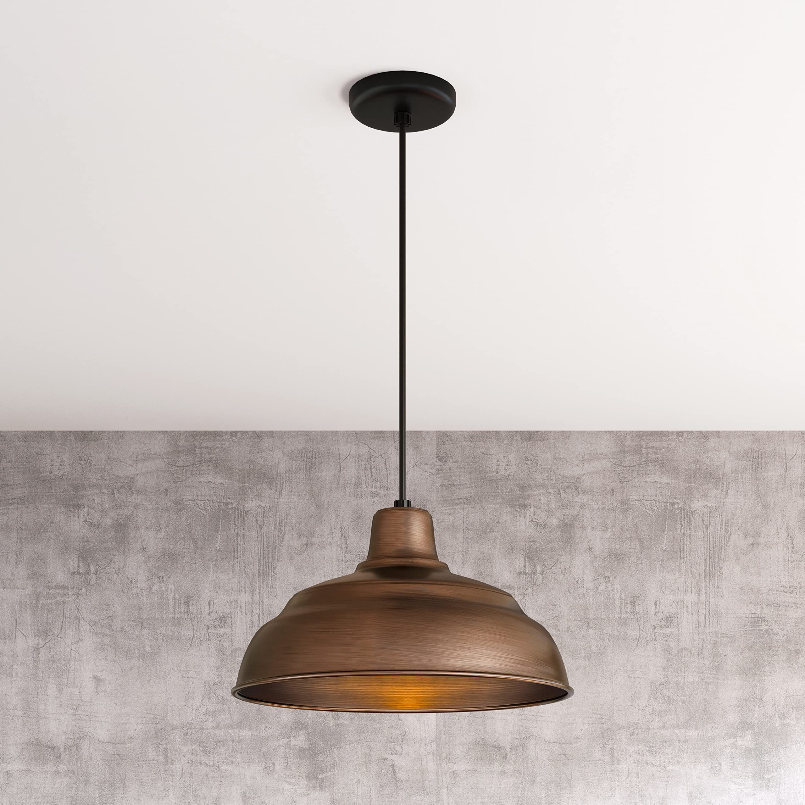 Millennium RWHC14-NC Modern Copper Pendant Light Fixture - Elegant Single Bulb Hanging Light for Dining Room, Kitchen Island or Bedroom