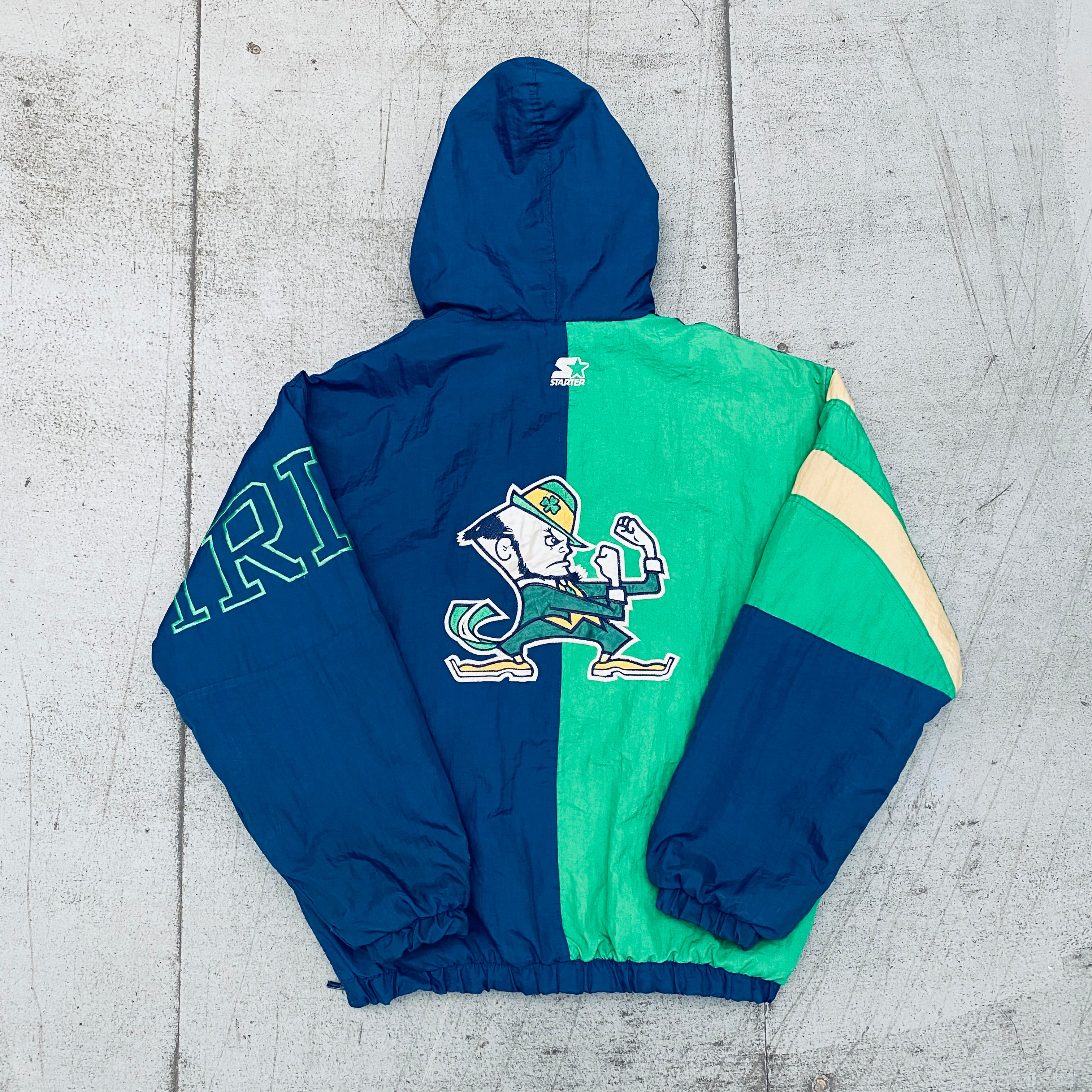 Notre Dame Fighting Irish Vintage 1990s 1/4 Zip Split Back Starter Breakaway Jacket - Men's Medium - Perfect for Game Day & College Fan Apparel
