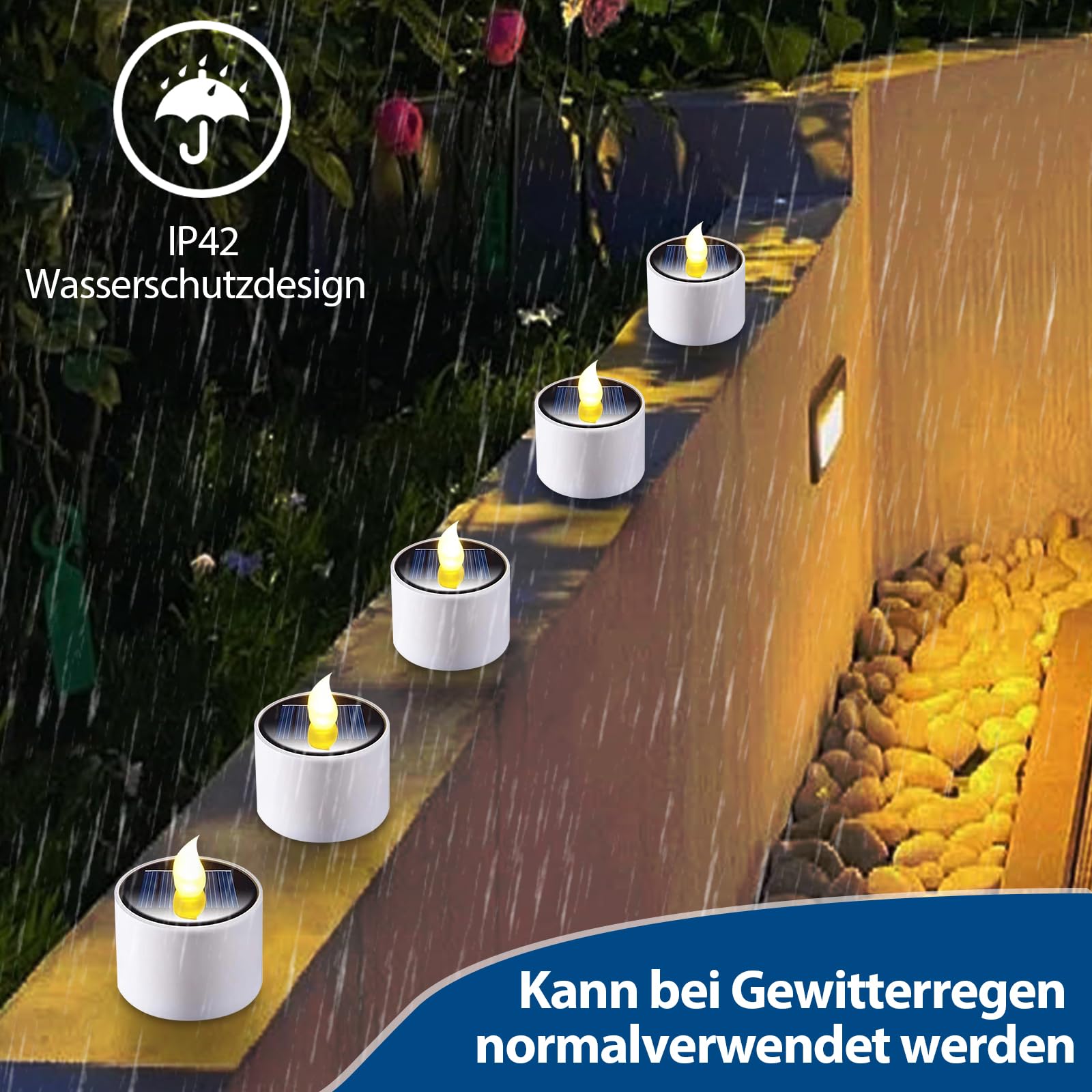 6 Pack LED Tealight Candles - Solar Powered, Waterproof, Flameless Flickering Warm White Lights for Outdoor Garden, Yard, Party, Wedding, Festival & Christmas Decor - Perfect for Romantic Dinners, Patio Ambiance, and Holiday Centerpieces