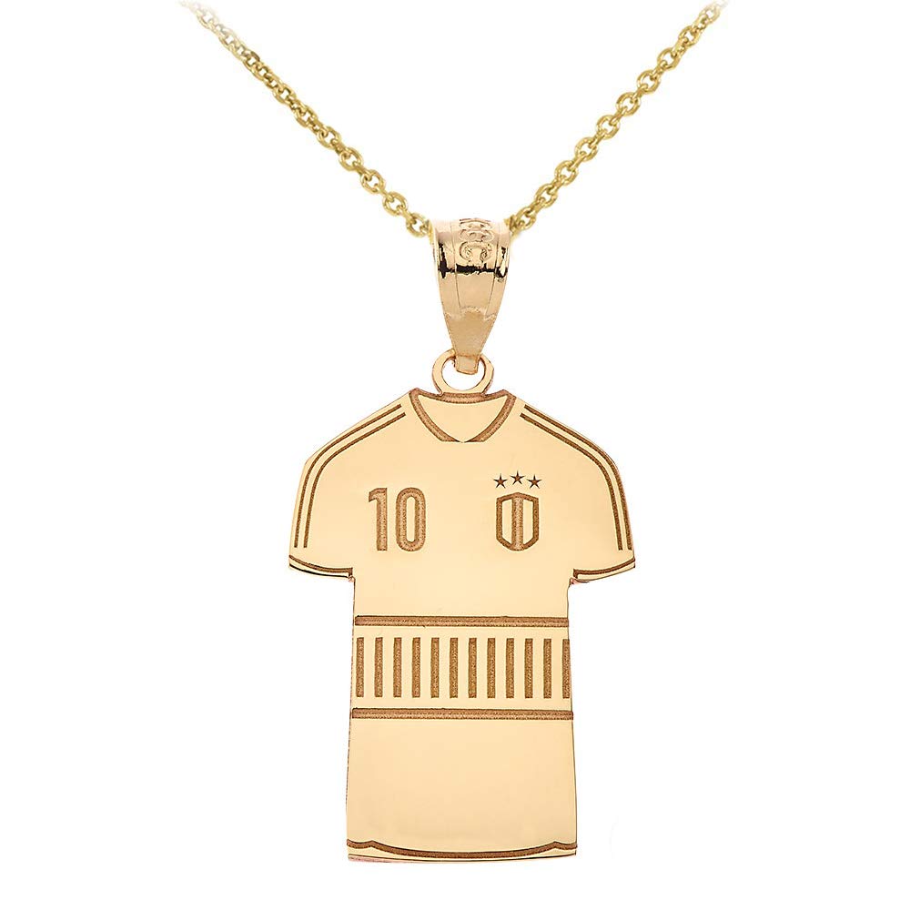 Custom 10k Yellow Gold Soccer Jersey Charm Necklace - Personalized with Name & Number - Perfect Gift for Athletes, Soccer Fans & Sports Enthusiasts - Ideal for Birthdays, Anniversaries & Game Day Celebrations