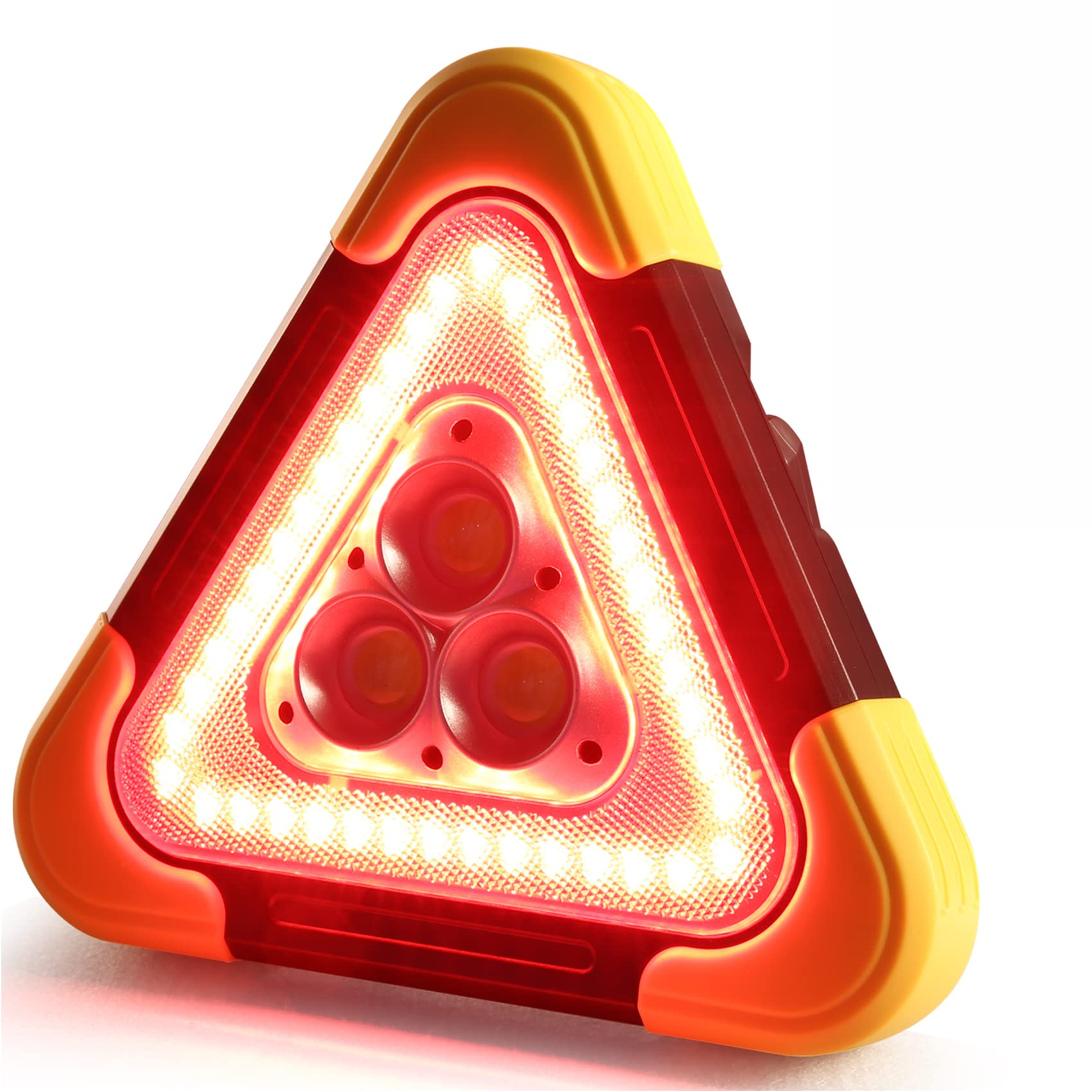 ENSHUI Solar Rechargeable LED Emergency Lights with Reflective Warning Triangles - Roadside Safety Kit for Car, Truck & Vehicle Breakdowns | Perfect for Nighttime Emergencies, Roadside Assistance & Hazard Visibility