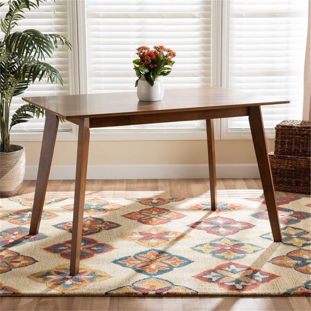 Baxton Studio Maila Mid-Century Modern Walnut Brown Wood Dining Table - Perfect for Small Spaces, Dining Rooms & Kitchen Areas