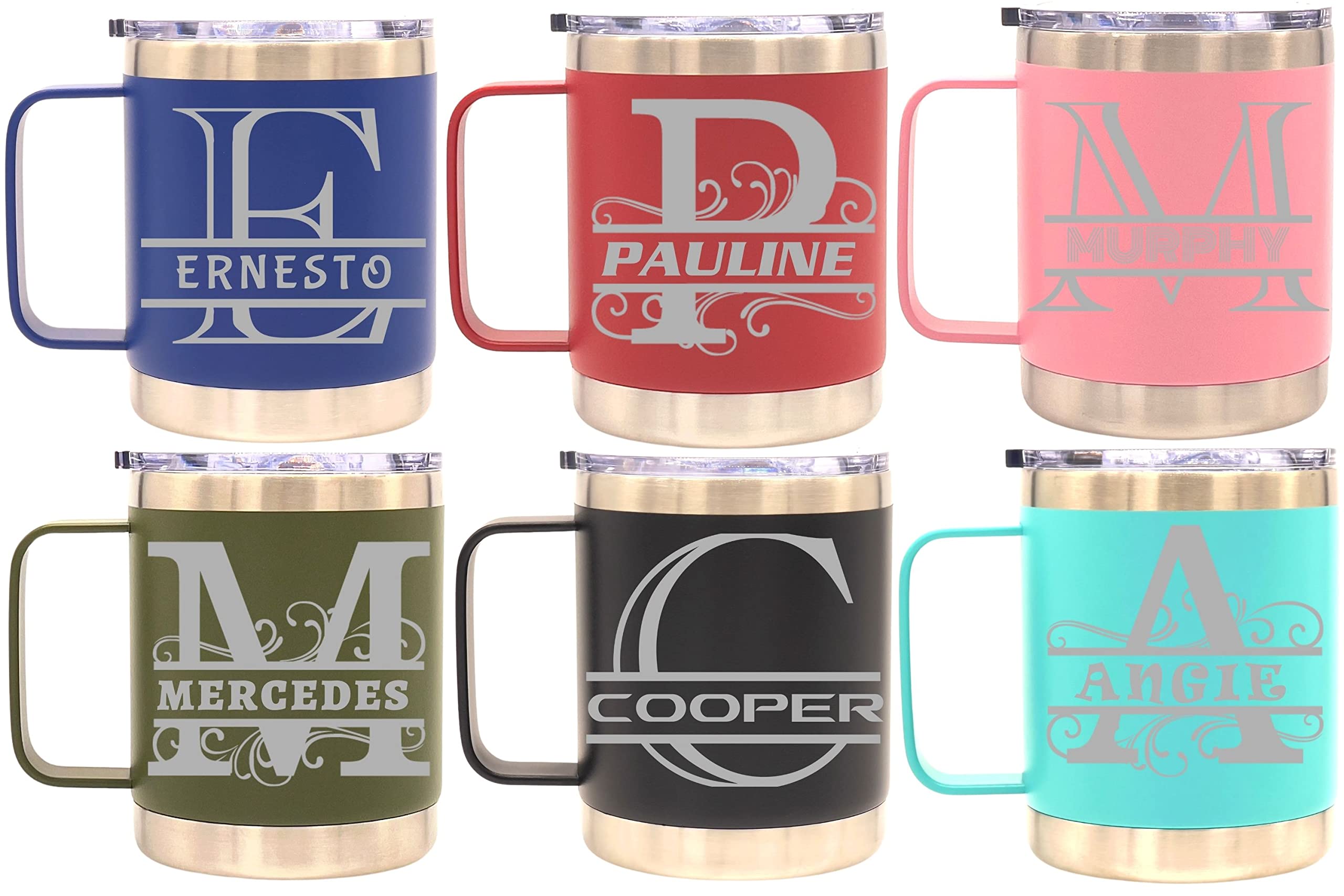 Personalized Stainless Steel Coffee Mug with Splash Proof Lid - 12oz Vacuum Insulated Double Wall Travel Cup - Custom Engraved Gift for Men & Women - Perfect for Office, Camping & Commuting