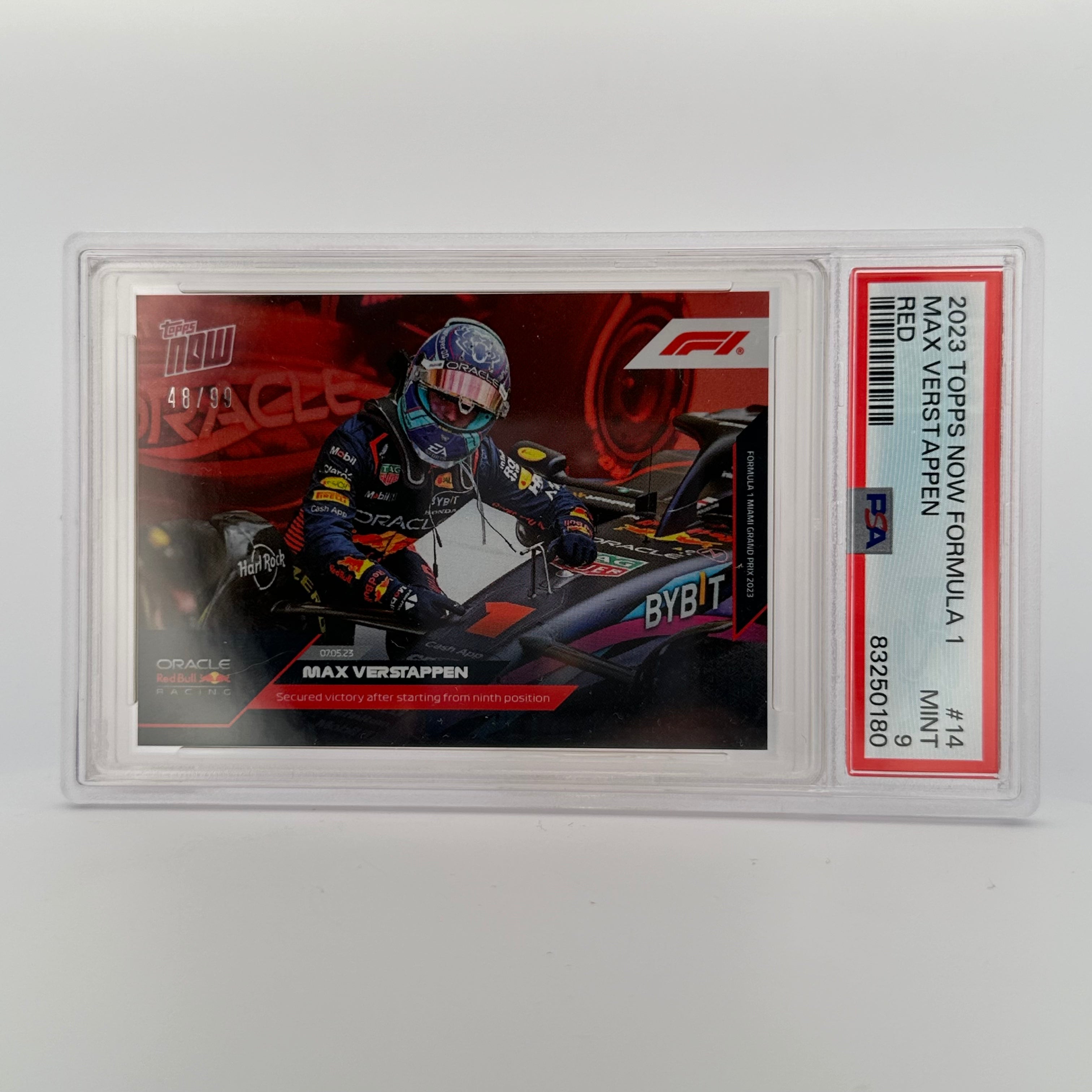 PSA 9 Graded Max Verstappen #14 Red Bull Racing 48/99 - Rare Collectible Trading Card for F1 Fans & Sports Memorabilia Enthusiasts