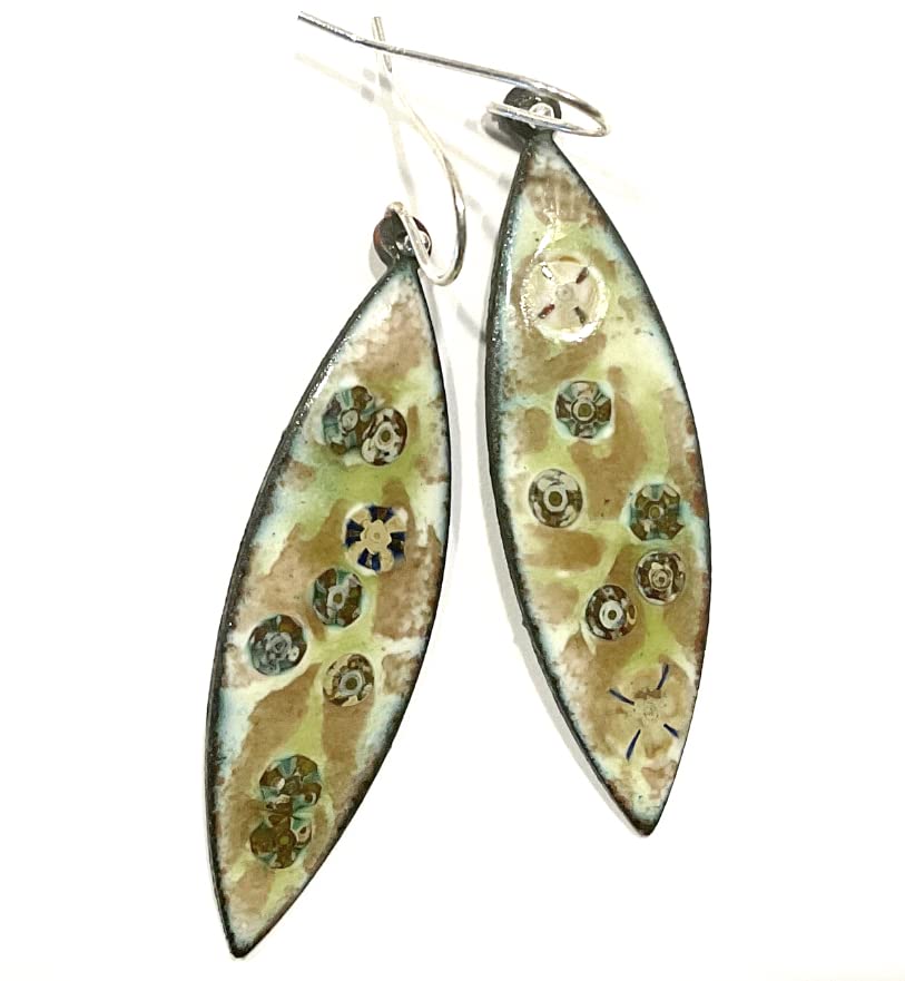 Handmade Yellow Green Enamel Leaf Earrings - Sterling Silver Nature-Inspired Jewelry for Women | Perfect for Spring Outfits, Weddings & Boho Fashion