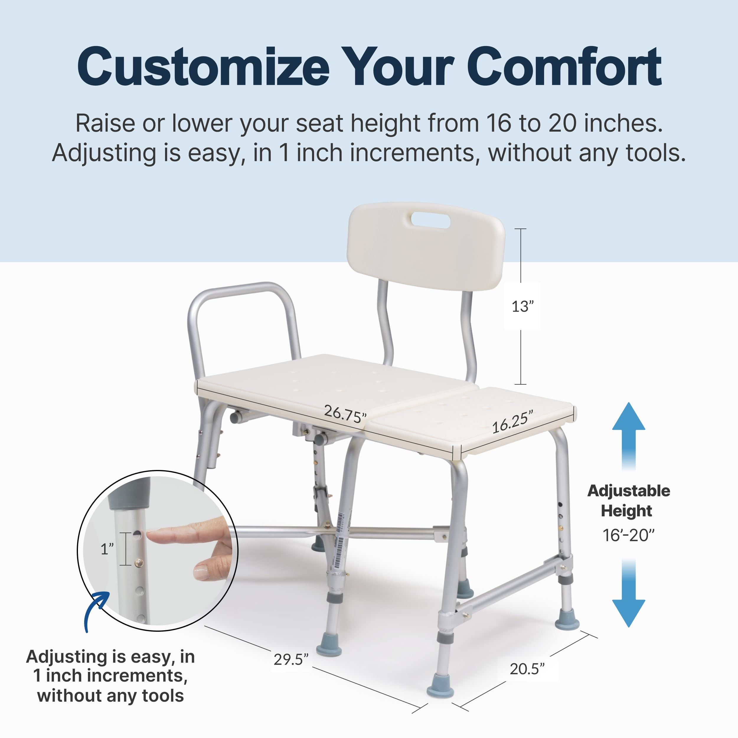 Lumex Heavy-Duty Bariatric Shower Transfer Bench - Extra Wide Bathtub Chair with 600 lb Weight Capacity - Ideal for Elderly & Disabled Bathroom Safety