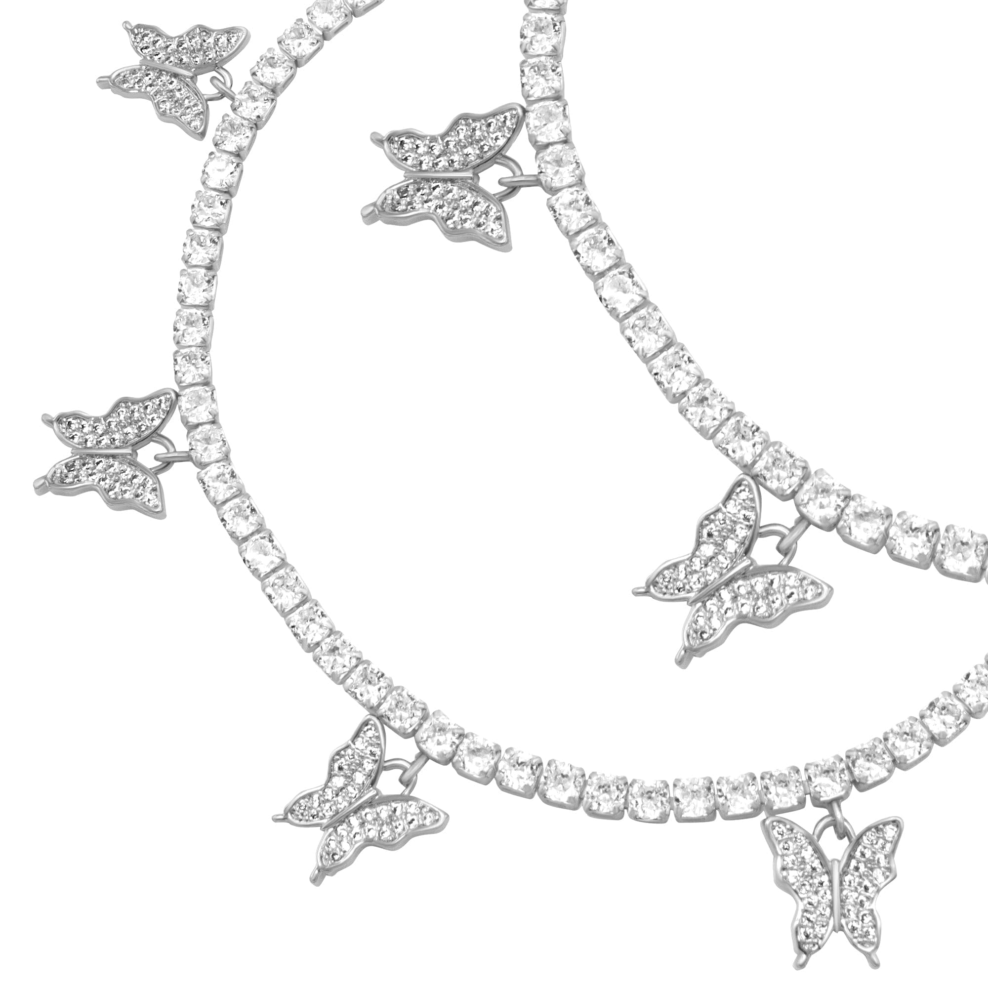 BEBERLINI 3mm Butterfly Tennis Ankle Bracelet for Women - 9