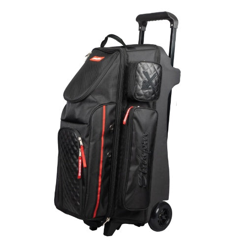 KR Strikeforce Diamond Black Triple Roller Premium Bowling Bag - Durable & Spacious for Bowling Balls, Shoes & Accessories - Perfect for League Play & Tournaments