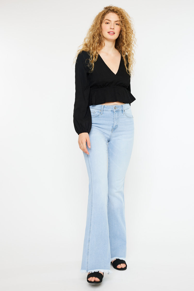 Annika High Rise Flare Jeans for Women - Curvy Fit Stretch Denim Pants, Bootcut & Comfortable for Casual Wear, Work & Night Out