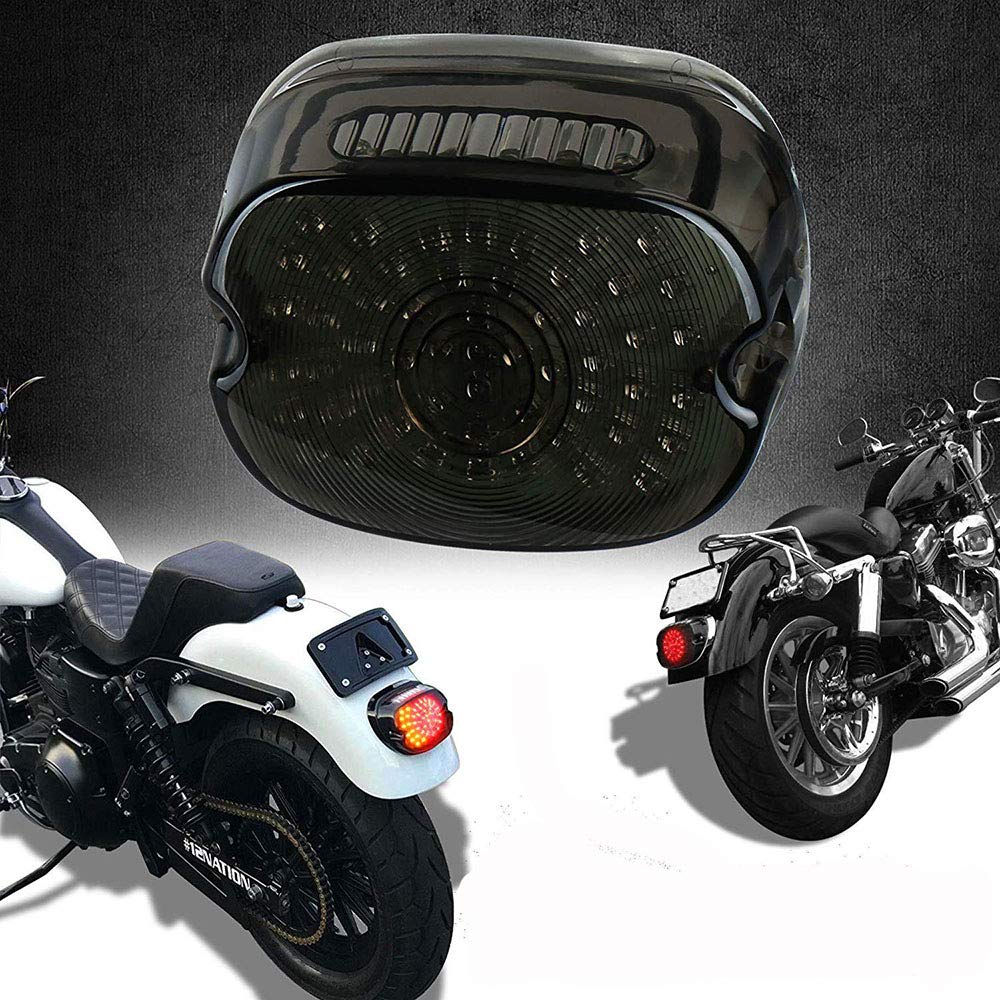 Smoke LED Motorcycle Tail Light for Harley Davidson - Compatible with Sportster, Dyna, Electra Glide, Road King, Low Rider, Softail & Night Train - Waterproof Brake Light for Night Riding & Custom Bike Builds