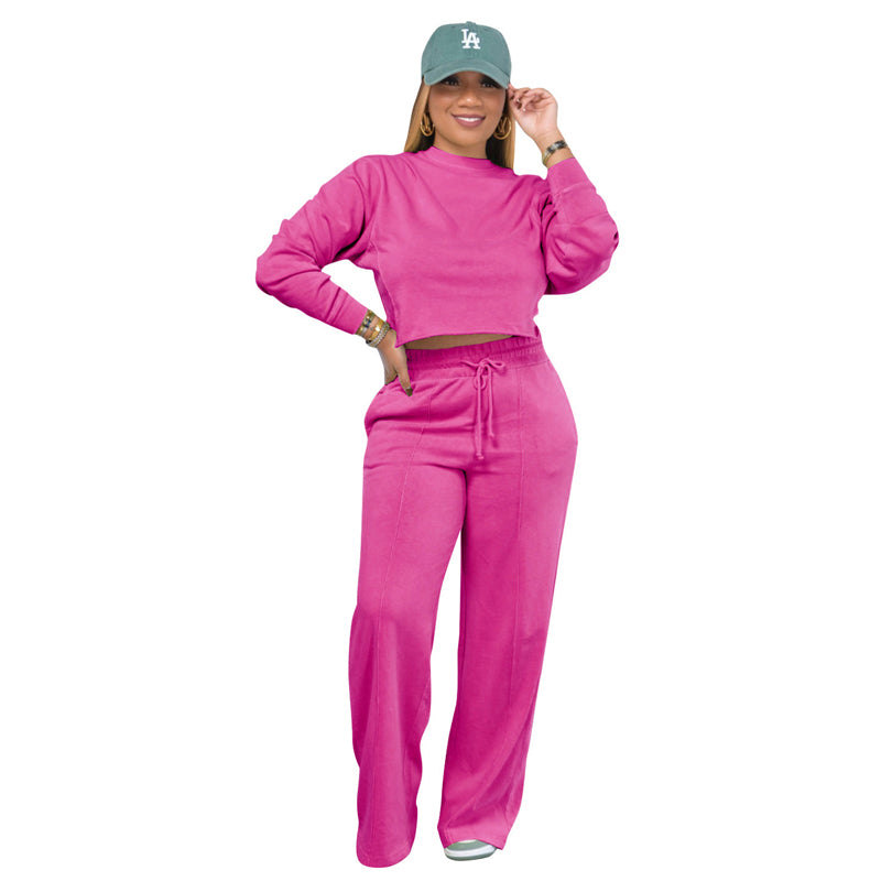 Women's Sportswear Long Sleeve Two Piece Set - Comfortable Workout Outfit for Yoga, Running & Gym | Perfect for Athleisure & Casual Wear