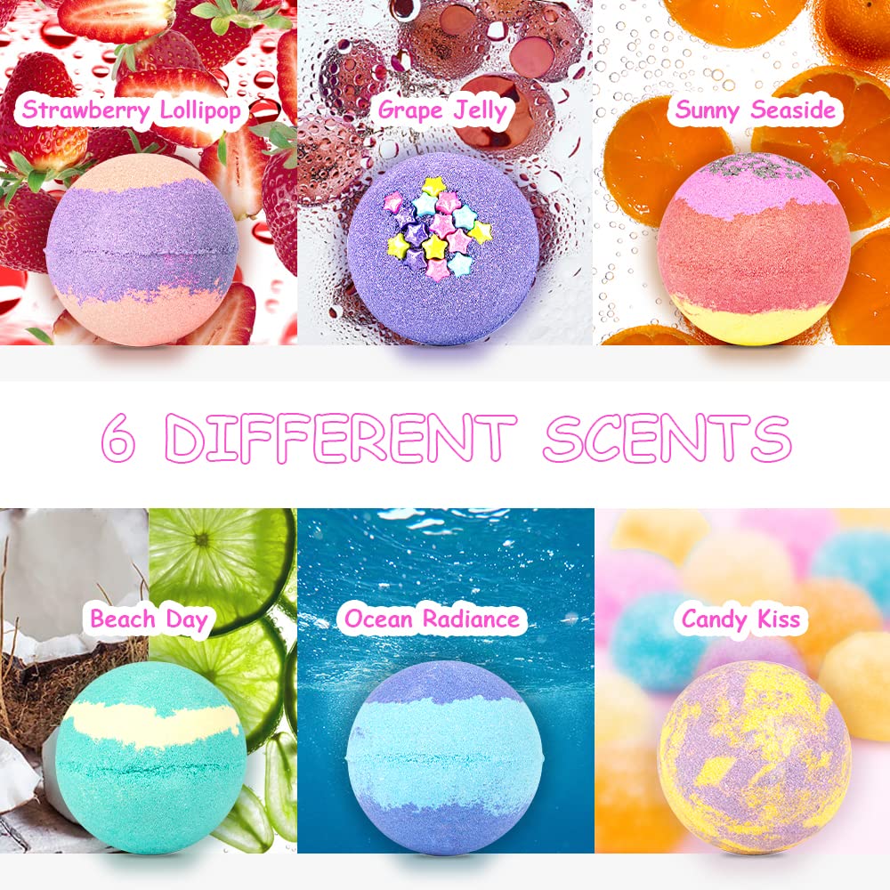 Canvalite Kids Bath Bombs with Surprise Toys Inside - Organic & All Natural Mermaid Gift Set for Girls & Boys, Bubble Bath Fizzes for Spa Fun - Perfect for Birthdays, Easter & Relaxing Bath Time