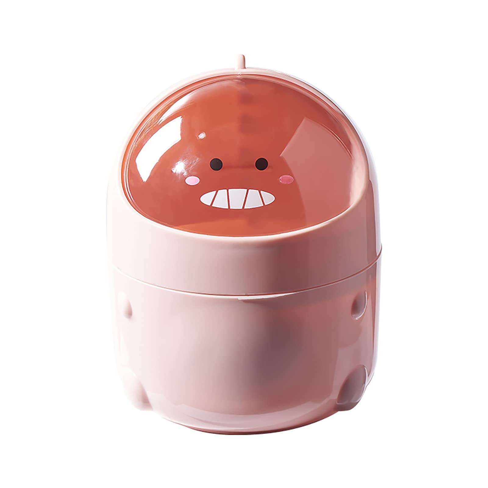 Meideli Small Trash Can with Lid - Mini Desktop Waste Bin, Cute Dinosaur Shape Pen Holder for Desk, Home, Office & Bedroom - Pink (Perfect for Organizing Stationery, Snack Wrappers & Coffee Table Trash)