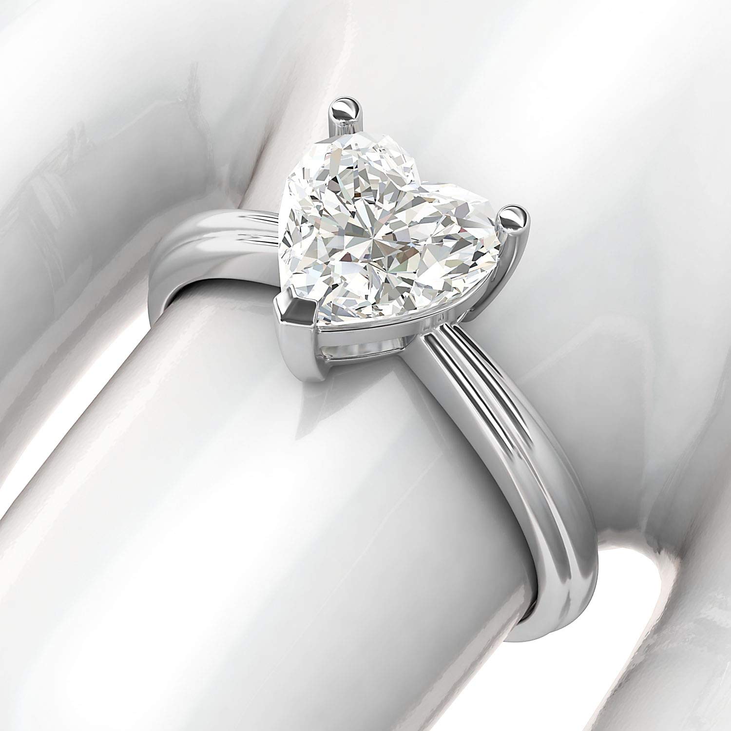 10K White Gold Heart-Shaped Simulated Diamond Engagement Ring for Women - Elegant Promise Bridal Ring with Raised Shank, Perfect for Proposals, Anniversaries & Romantic Occasions