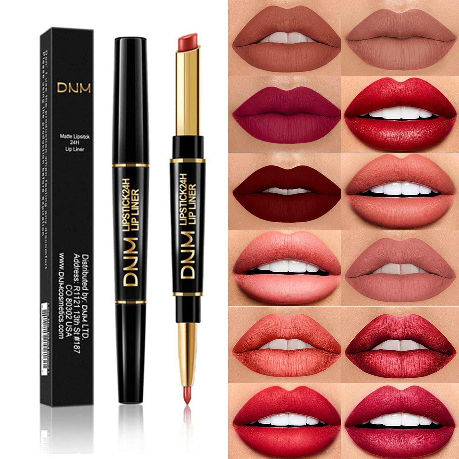 2-in-1 Double Head Matte Lipstick with Lip Liner - Waterproof, Long Lasting Nude Velvet Lipstick Pen for Everyday Wear & Special Occasions