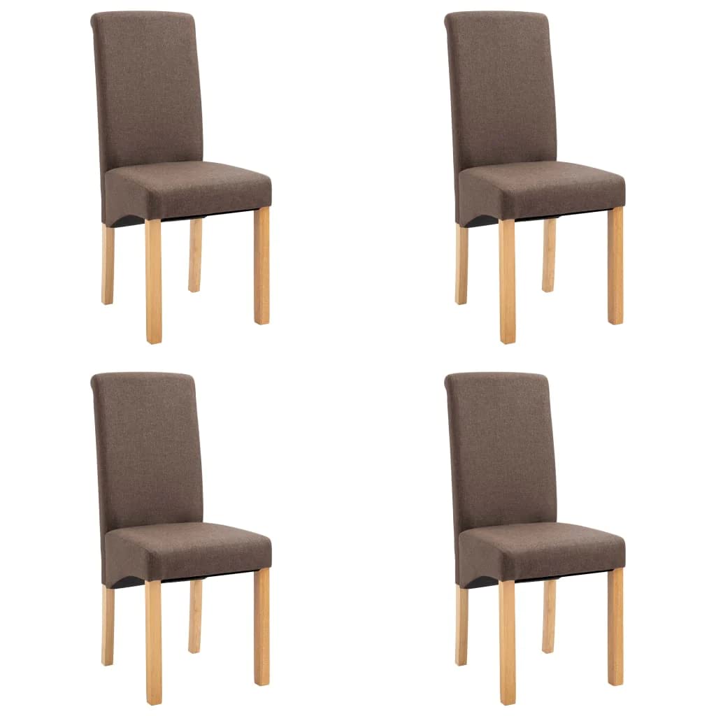 vidaXL 4-Piece Dining Chairs Set - Wood Frame Upholstered Fabric Accent Chairs for Kitchen, Living Room & Dining Room - Brown Fabric Home Decor - Perfect for Family Gatherings & Dinner Parties