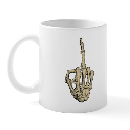 White - Skeleton Middle Finger Mug