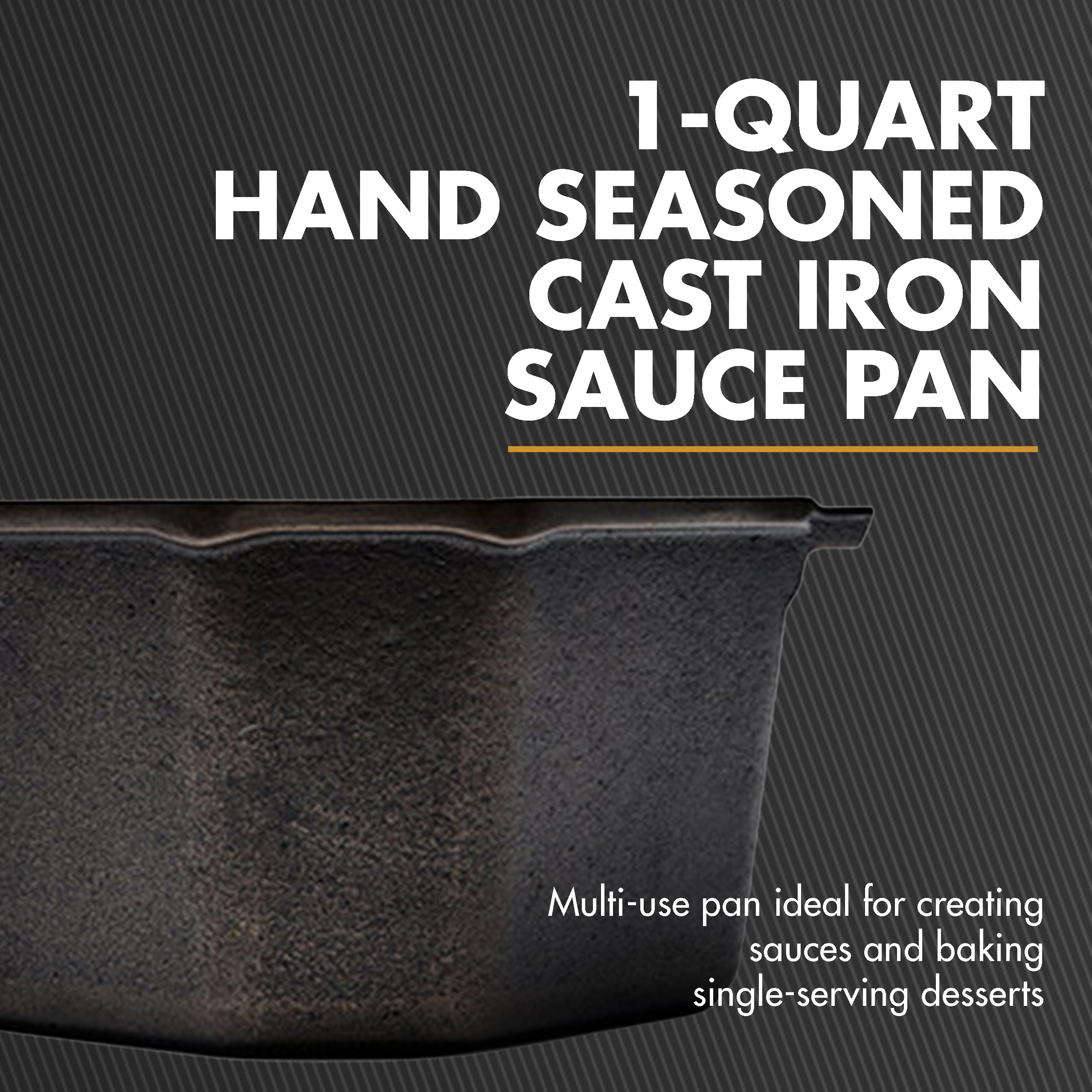 Premium FINEX 1-Quart Cast Iron Sauce Pot - Handcrafted in USA, Pre-Seasoned with Organic Flaxseed Oil - Durable Modern Heirloom Cookware for Soups, Stews & Sauces - Perfect for Stovetop, Oven & Camping Cooking