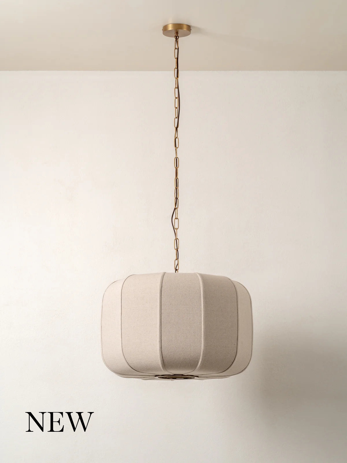 Ottino Aged Brass and Linen Pendant Light - Vintage Industrial Ceiling Fixture for Dining Room, Kitchen, or Bedroom Lighting