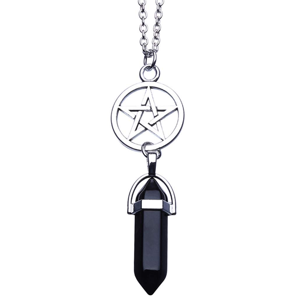 GOMYIE Black Crystal Healing Pendant Necklace for Protection & Negative Energy Cleansing - Natural Stress Relief & Emotional Balance Jewelry for Meditation, Yoga, and Spiritual Healing