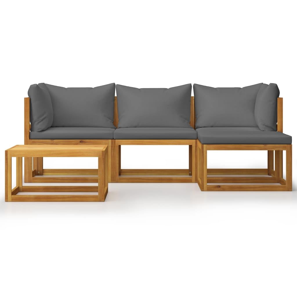 5-Piece Acacia Wood Patio Lounge Set with Cushions & Coffee Table - Outdoor Garden Furniture for Backyard, Poolside or Deck Relaxation