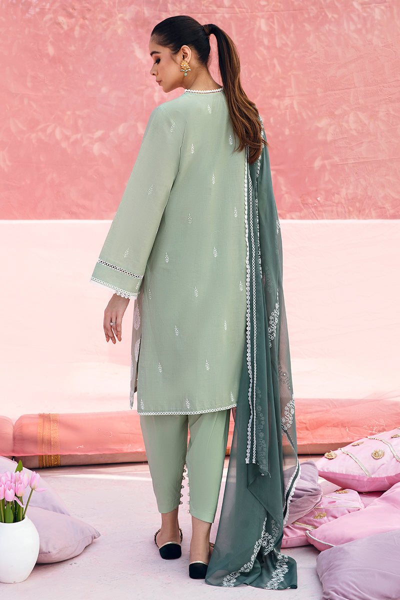 Laurel Sage 3-Piece Lawn Embroidered Suit for Women - Elegant Floral Design, Breathable Fabric, Perfect for Summer Weddings, Garden Parties & Special Occasions
