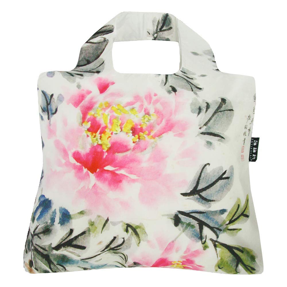 Eco-Friendly Reusable Grocery Bags - 5-Pack Fashion Totes with Peony Design for Shopping & Travel