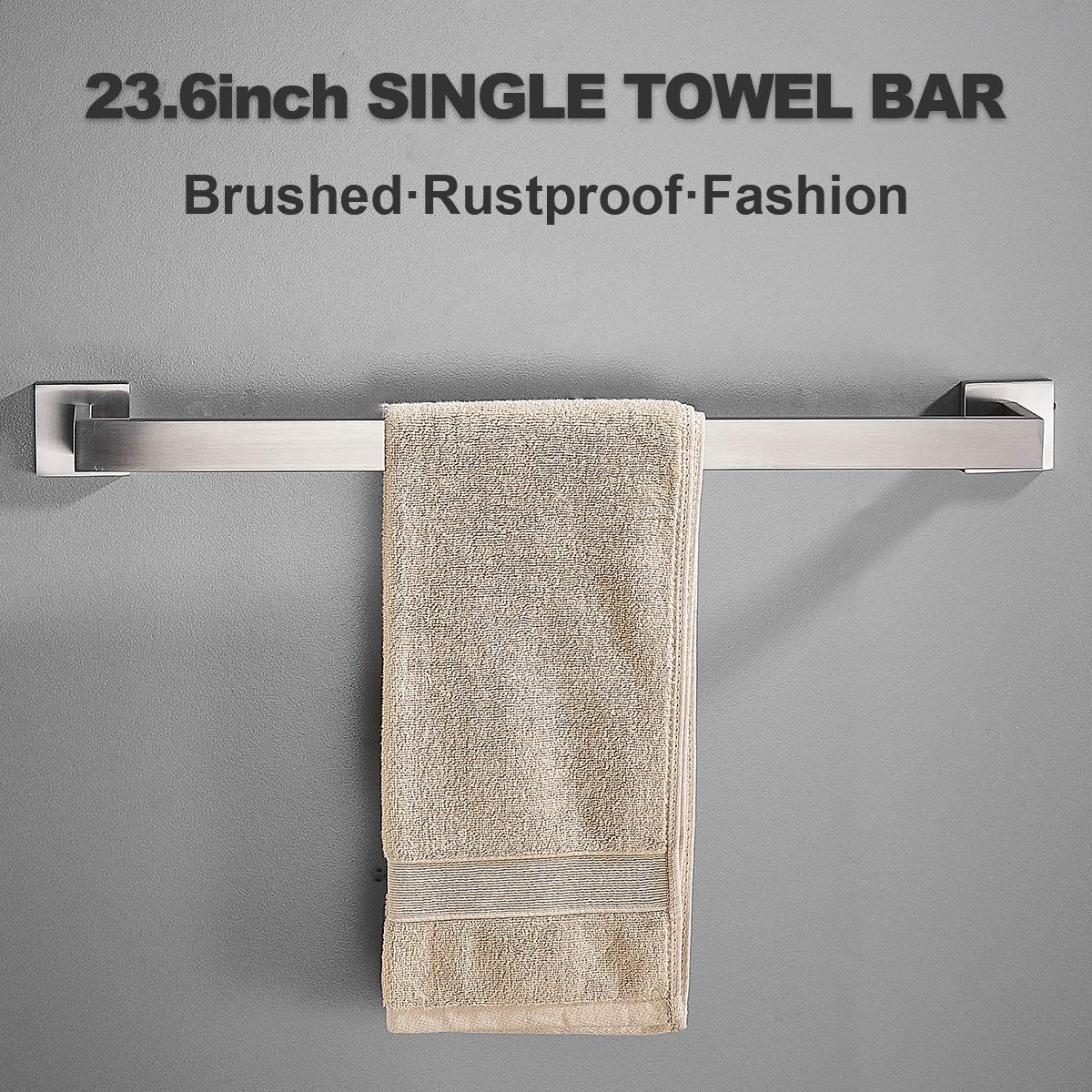 23.6 Inch Brushed Nickel Towel Bar Rack - Premium SUS 304 Stainless Steel Bathroom Towel Holder - Heavy Duty Wall Mounted for Bathroom, Kitchen & Laundry Room - Rustproof & Durable Design for Daily Use