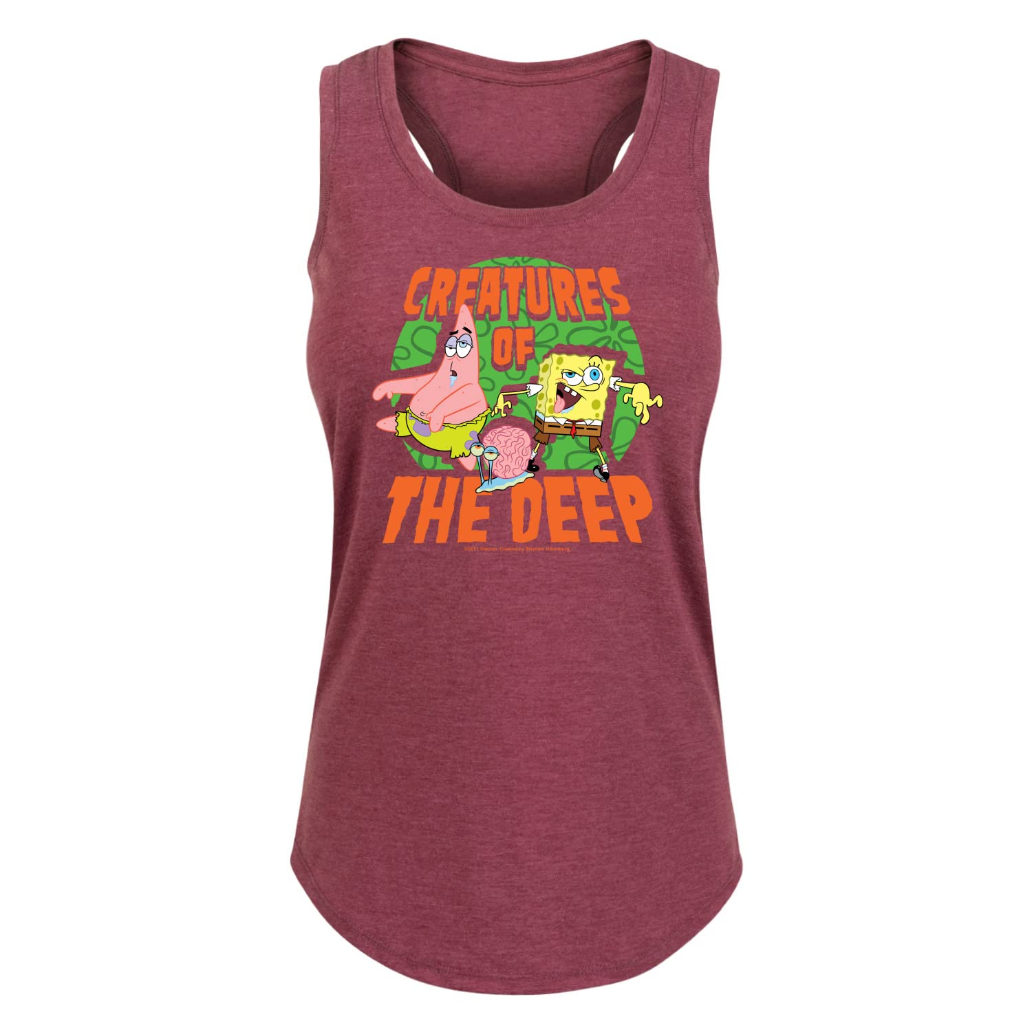 HYBRID APPAREL Spongebob Squarepants Women's Racerback Tank Top - Creatures of The Deep Graphic Tee | Casual Summer Wear, Beach Outfit, Cosplay Costume