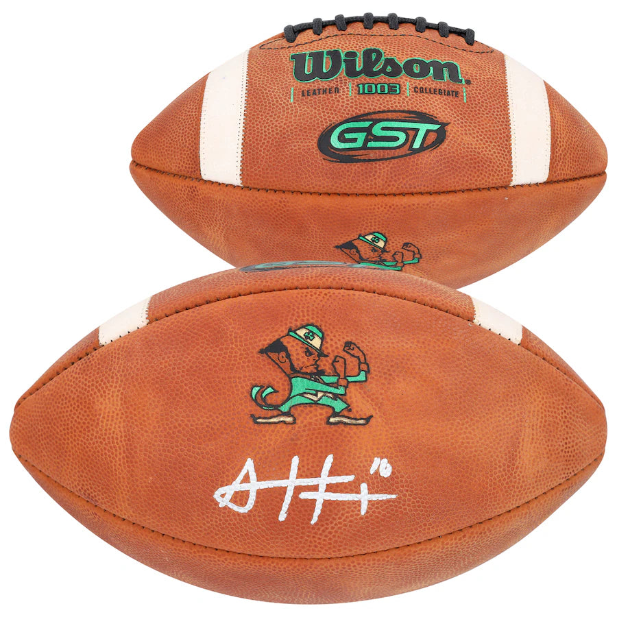 Sam Hartman Autographed Notre Dame Fighting Irish Wilson Game Football - Authentic Signed Collectible for Fans, Memorabilia Display, and Sports Decor
