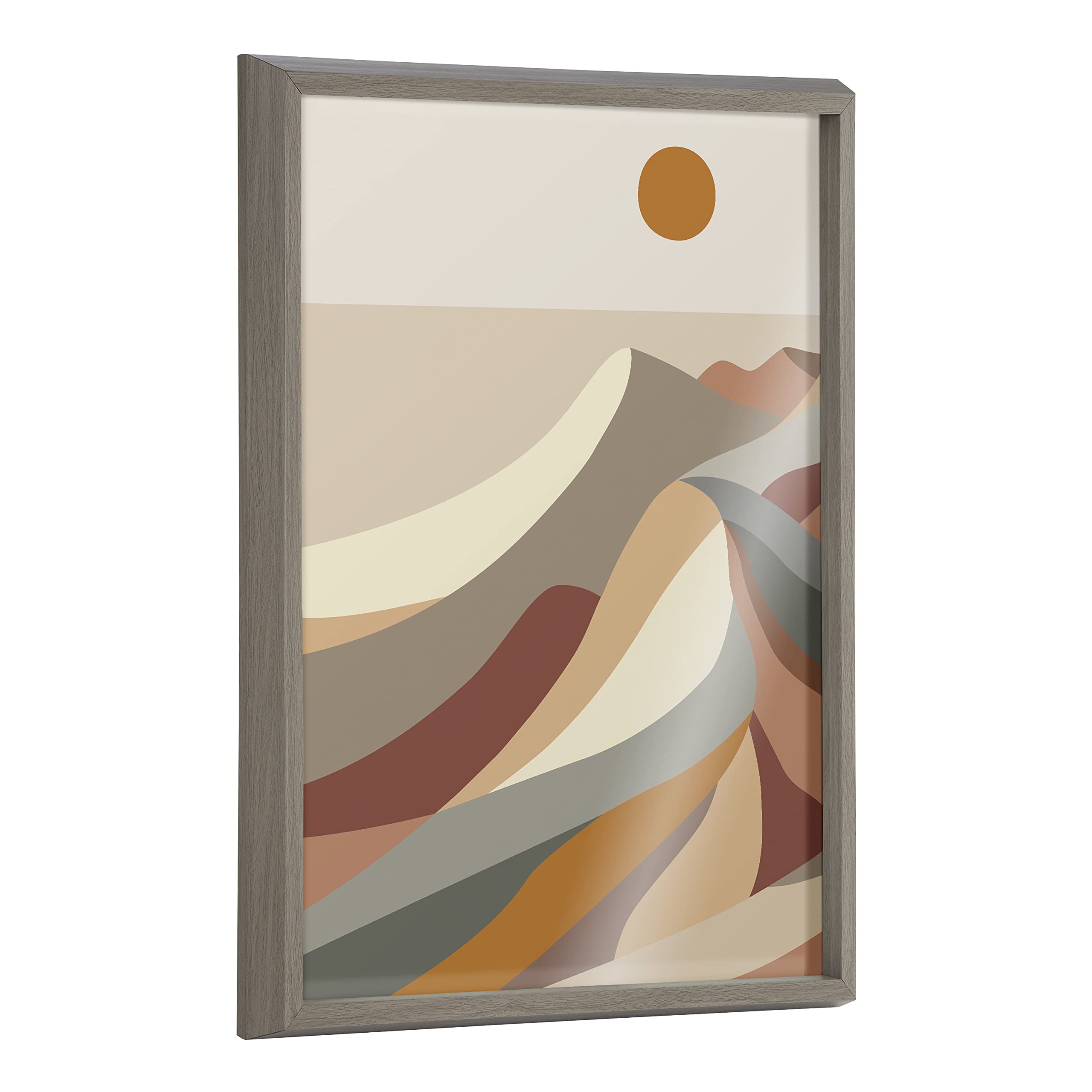 Kate & Laurel Blake MCM Mountains 1a Framed Wall Art Print - 18x24 Inches Gray Abstract Landscape Painting by Rachel Lee | Modern Home Decor for Living Room, Bedroom & Office
