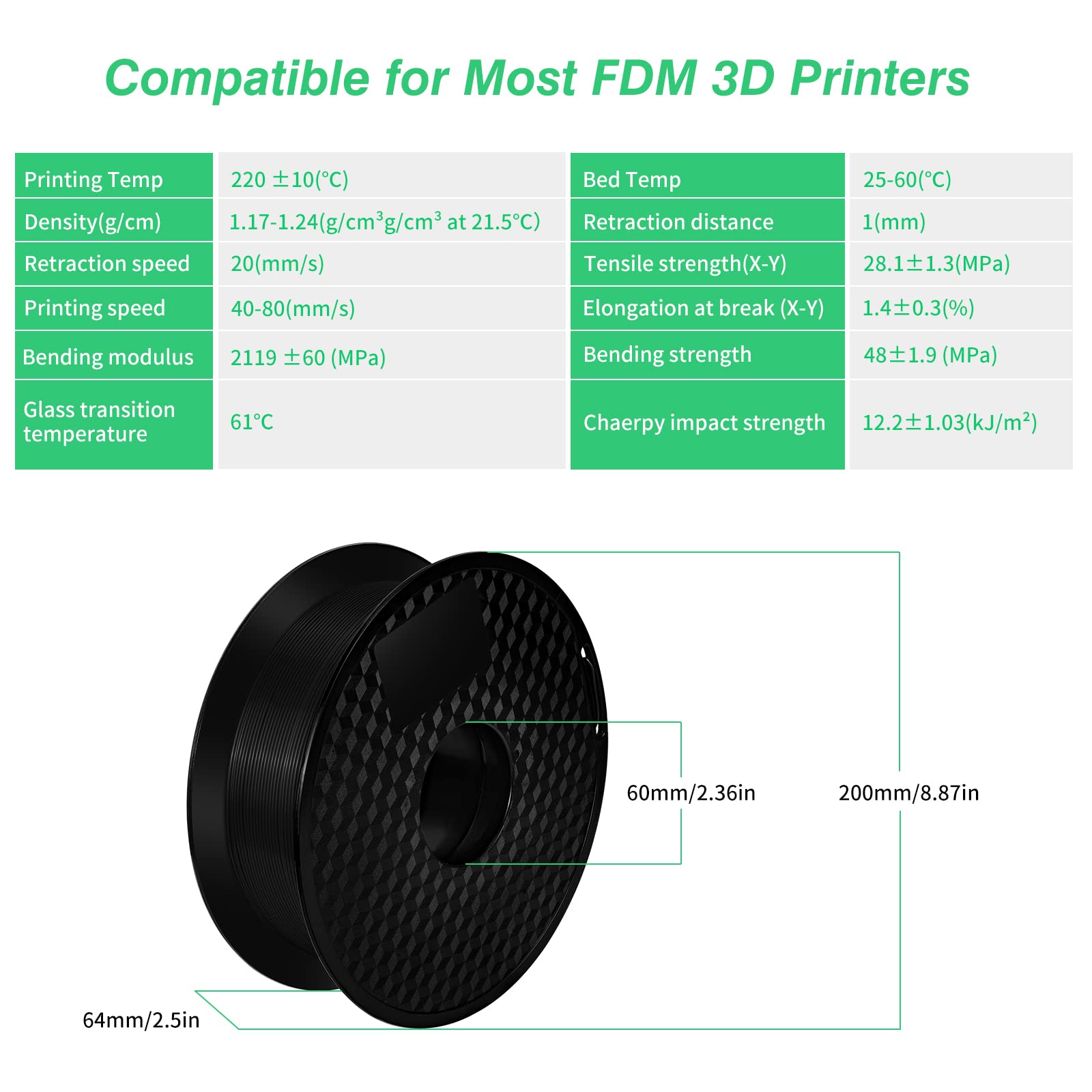 Kingroon Premium PLA 3D Printer Filament 1.75mm - 10 Rolls (10kg/22lbs) with High Precision +/-0.02mm - Black for 3D Printing, DIY Projects & Prototyping - Perfect for Home, Office & Maker Space Use