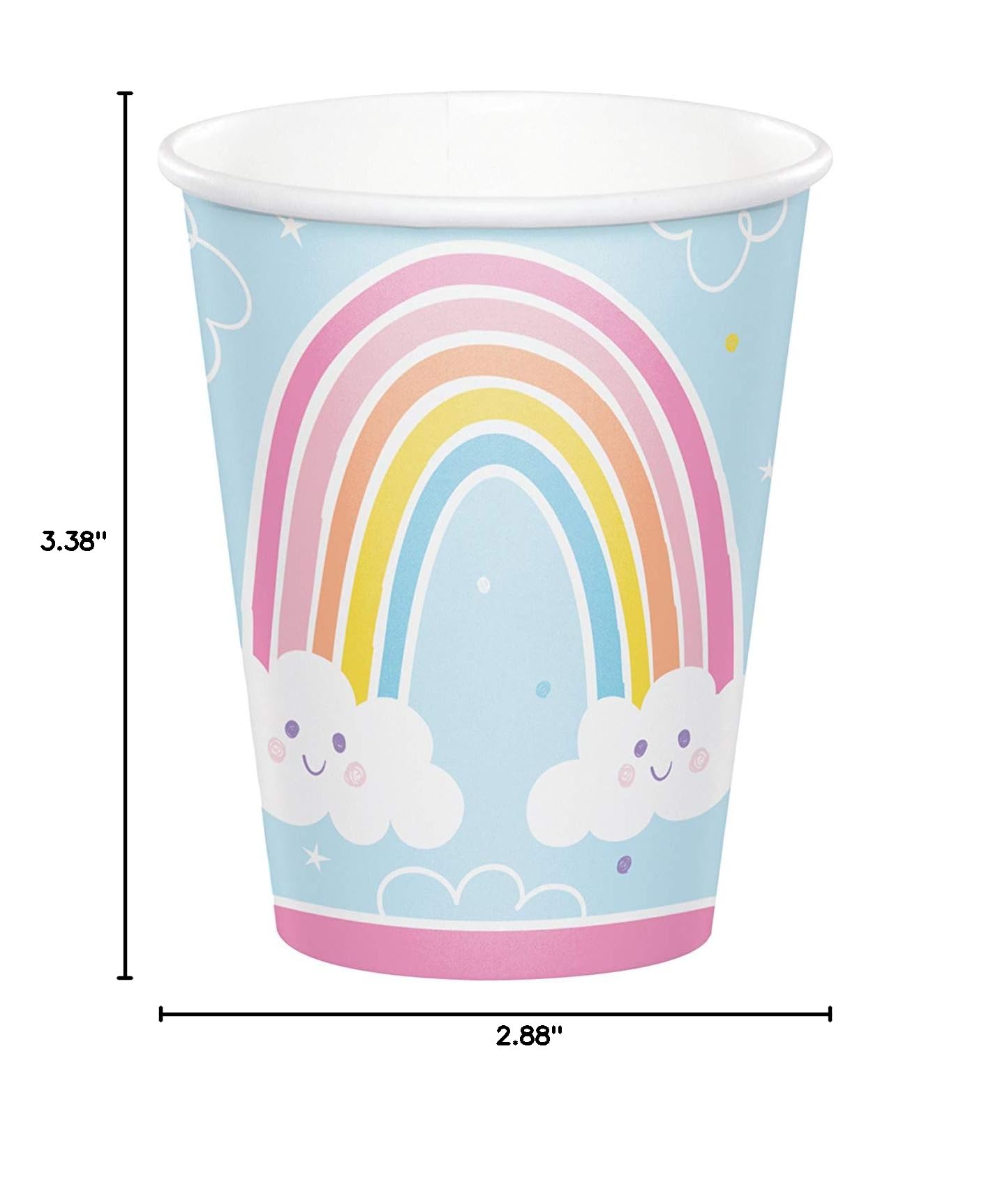 Happy Rainbow Paper Cups - 8 Count | Colorful Disposable Party Cups for Birthdays, Weddings & Celebrations | Eco-Friendly & Vibrant Designs