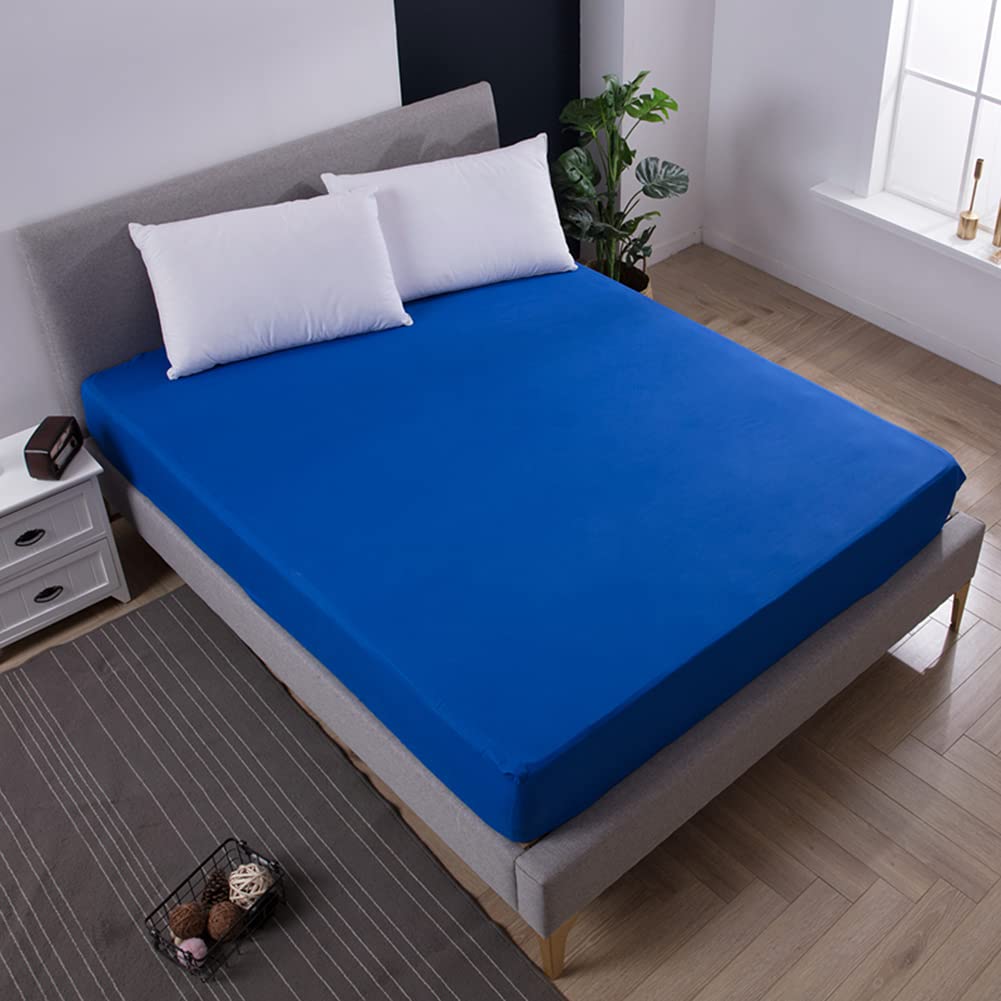 Vctops Waterproof Mattress Protector Queen Size - 18 Inch Deep Pocket, Breathable Fitted Sheet, Washable Mattress Pad Cover (Blue) - Ideal for Bedrooms, Guest Rooms & Dorm Rooms, Protects Against Spills, Allergens & Dust Mites