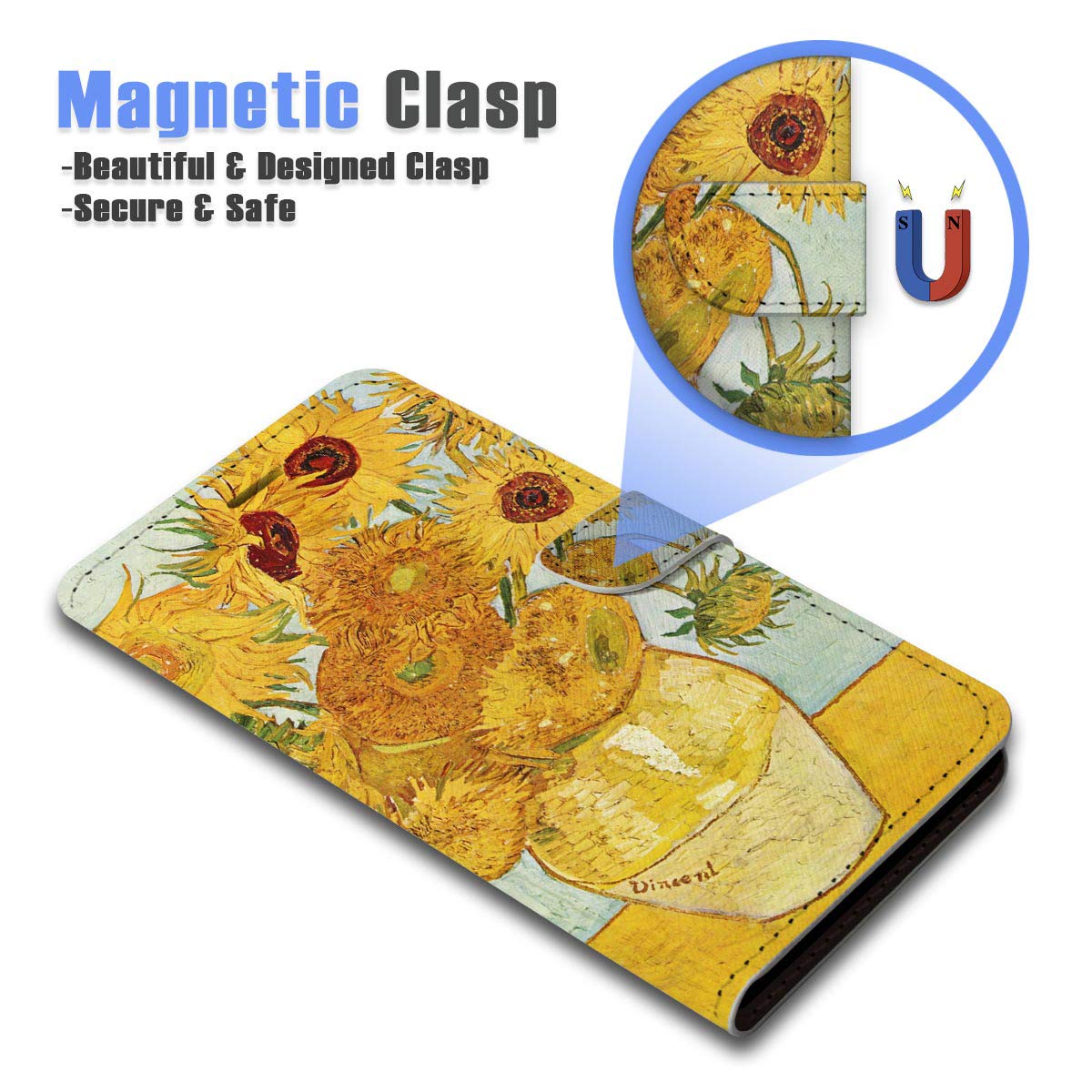 Sunflower Flip Wallet Phone Case for iPhone X & iPhone Xs - Slim Protective Cover with Card Slots | Perfect for Everyday Use, Travel & Business Meetings