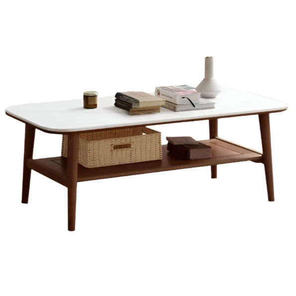 Solid Oak Wood Slate Coffee Table - Rustic Modern Living Room Furniture for Home Decor & Relaxation