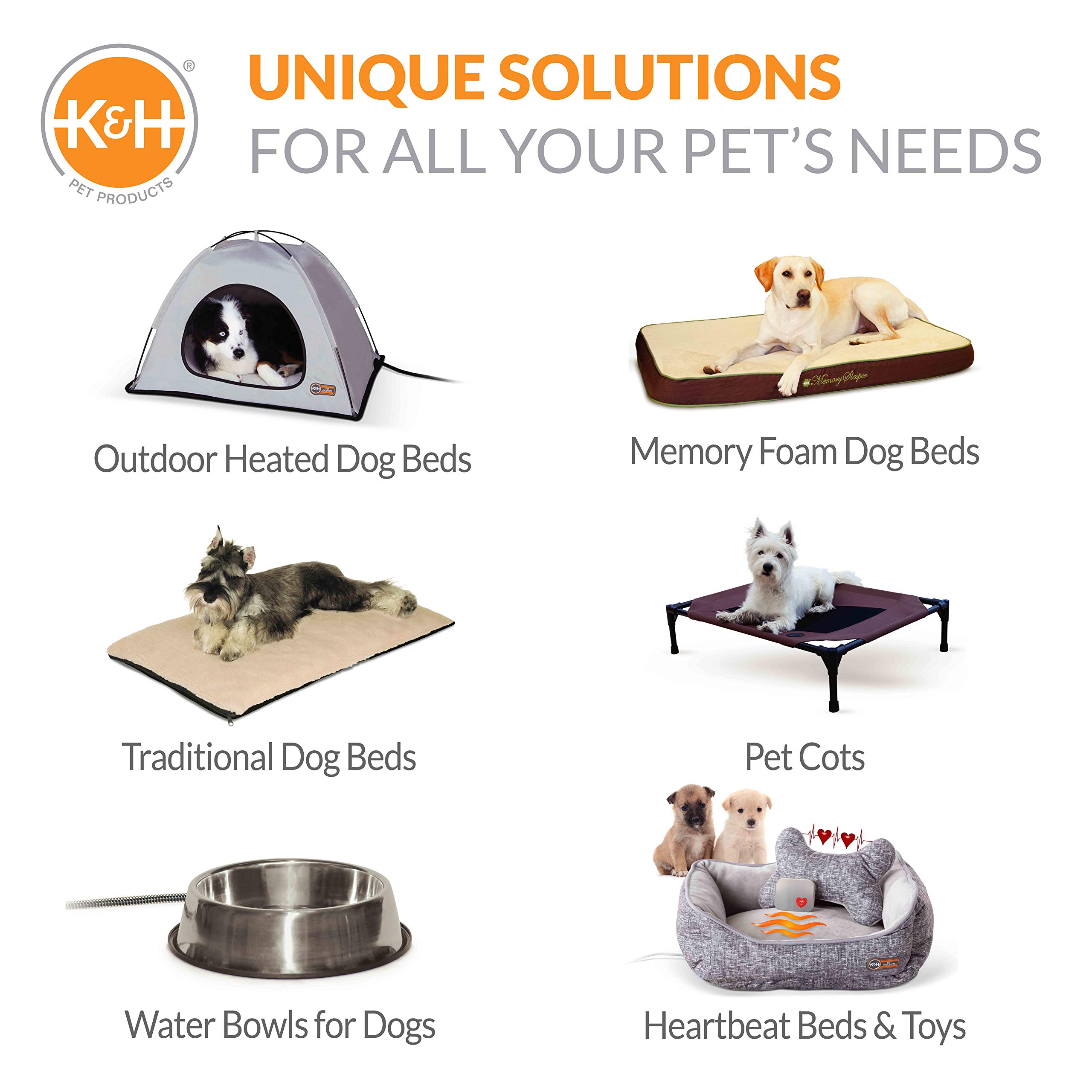 Premium Orthopedic Dog Bed for Large Dogs - K&H Pet Products Mocha Paw Bone Print 40